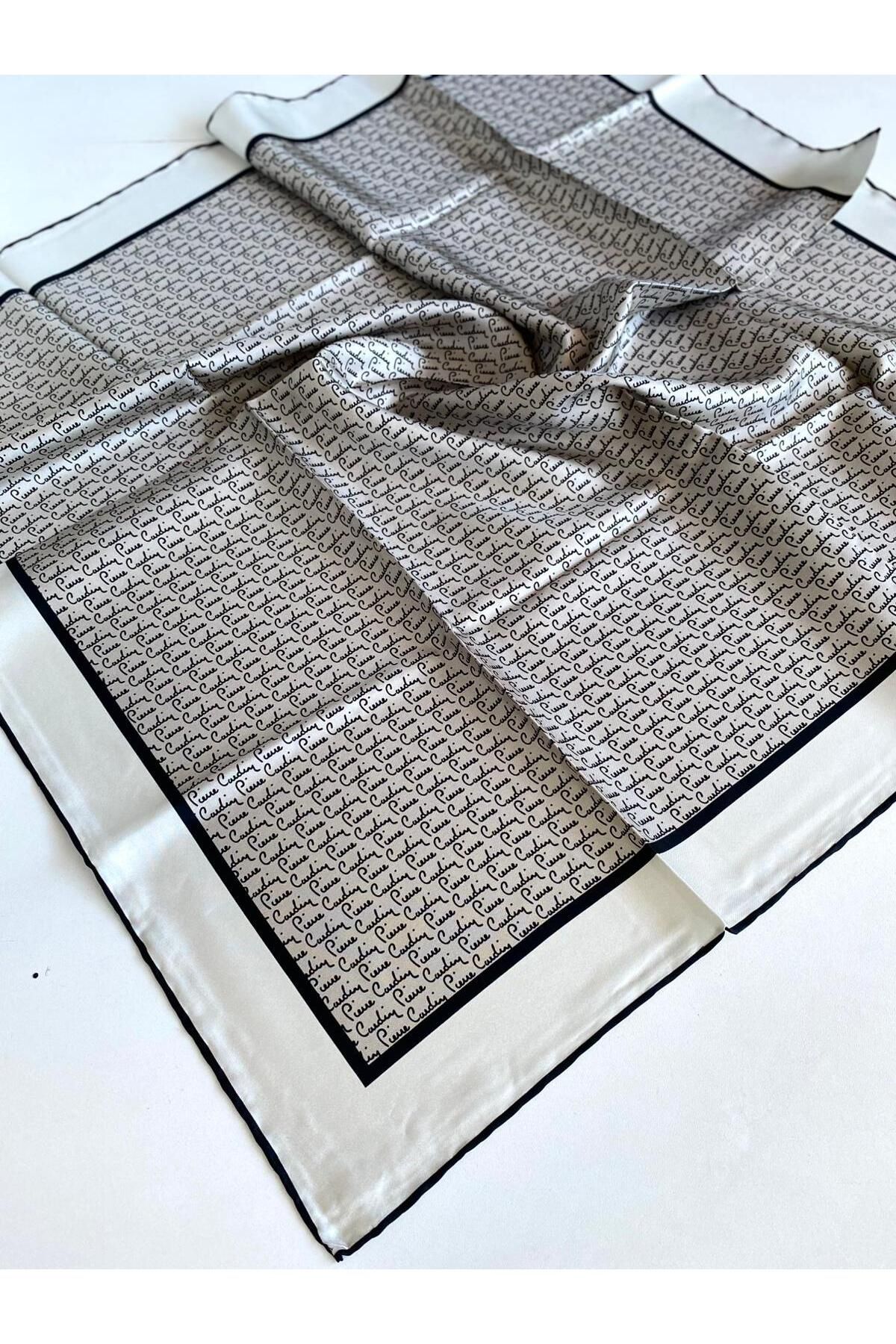 Pierre Cardin Tivil İpek Eşarp 8586438-913-48489 Koyu Bej Karışık Desen
