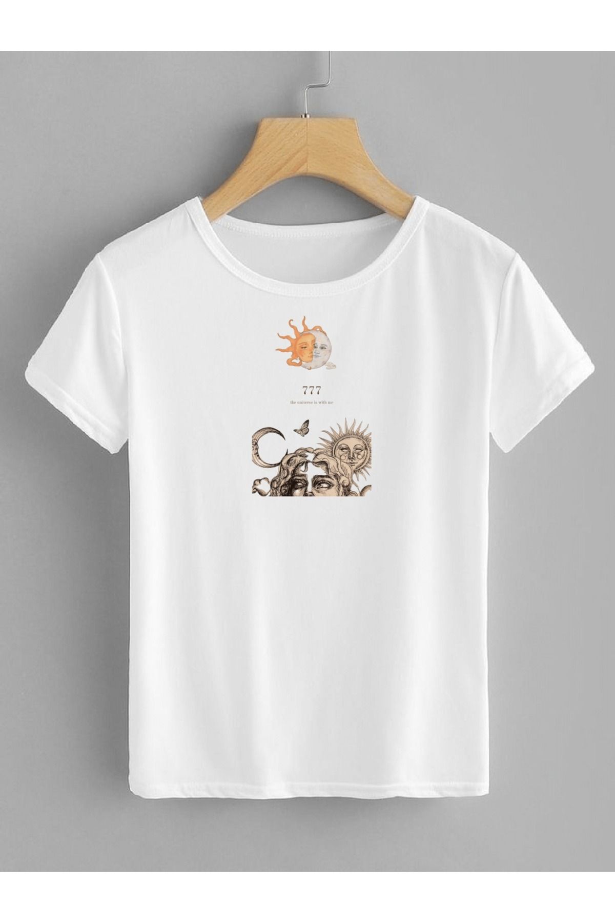 Bir adım baskı Özel Baskılı Unisex Kadın/Erkek Pamuklu Bisiklet Yaka T-shirt