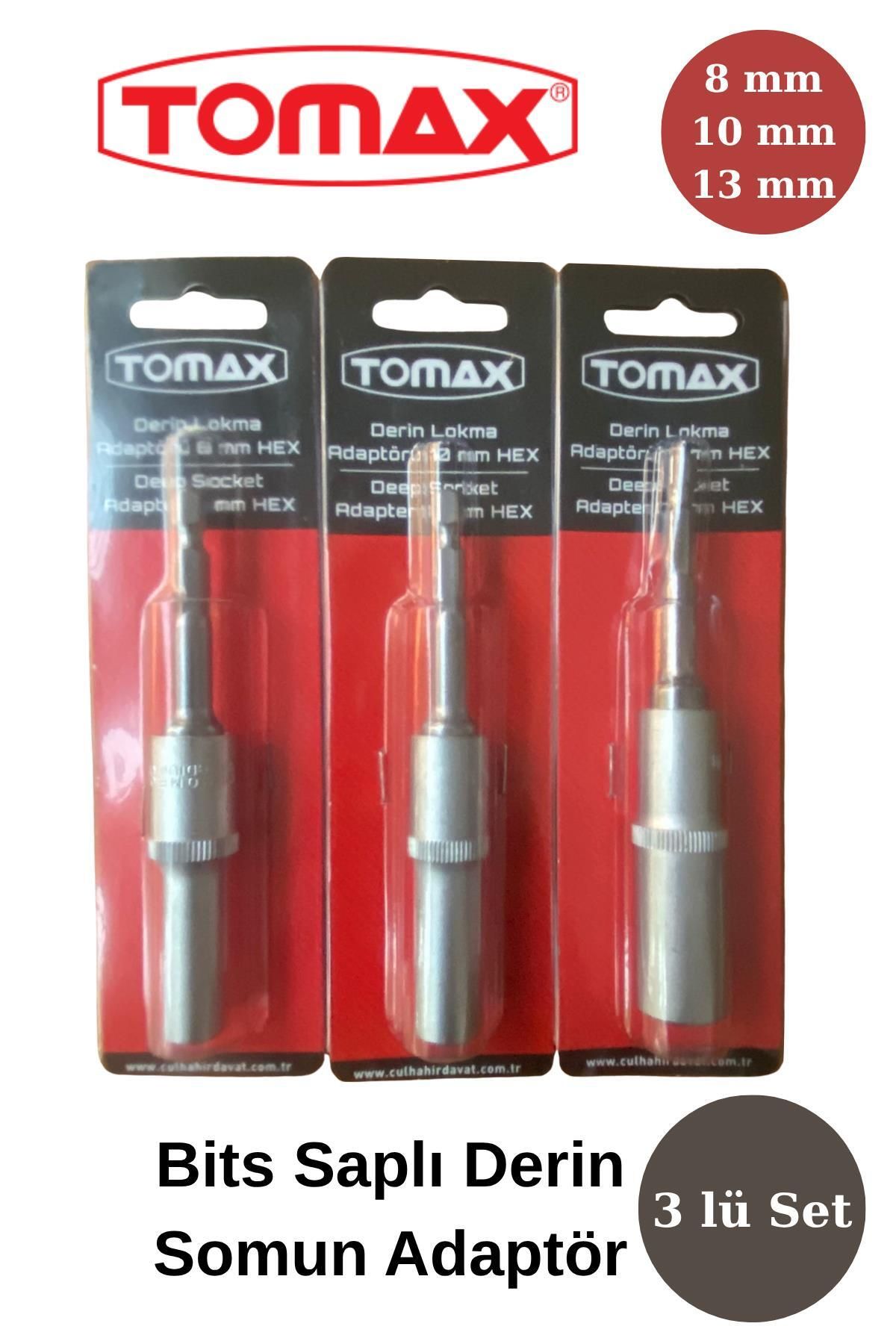 TUĞRA HIRDAVAT Tomax 3'lü Bits Saplı Derin Lokma Adaptör Seti (8 mm – 10 mm – 13 mm)