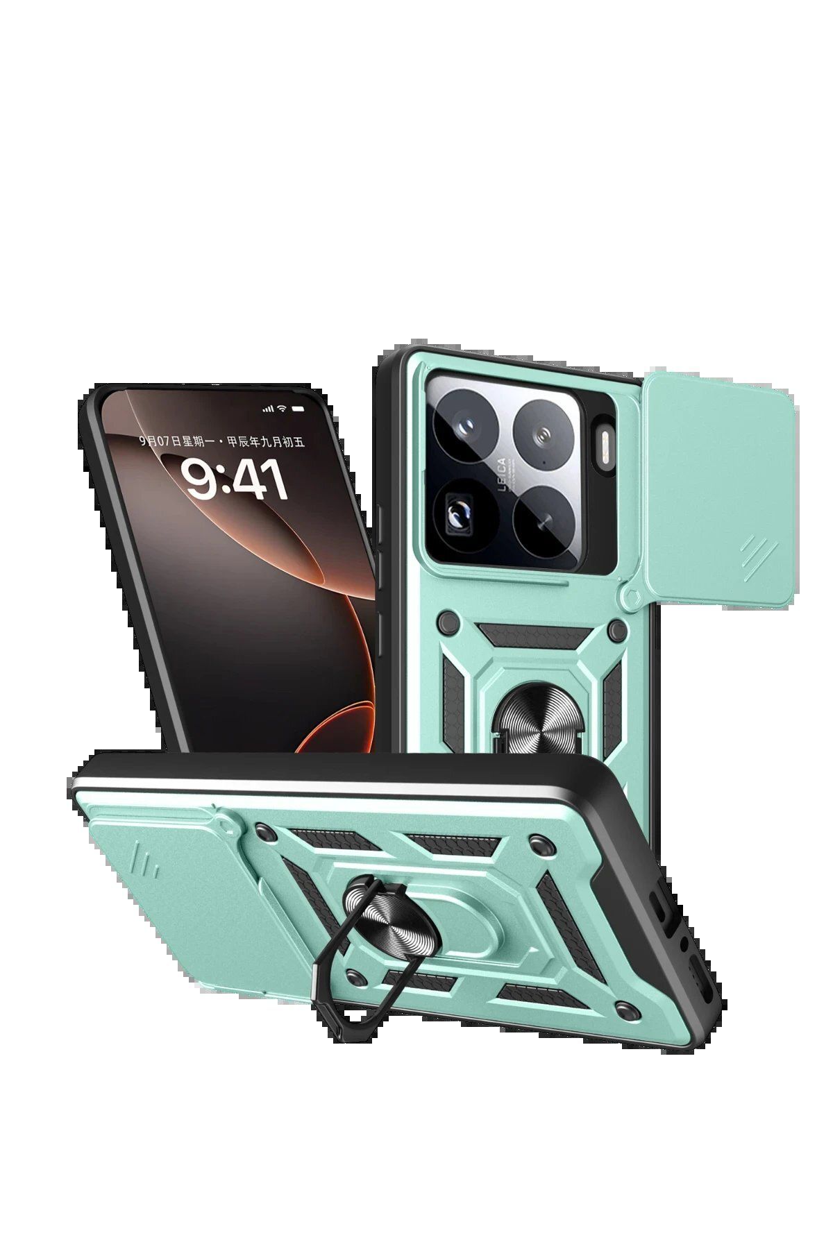 CepteToptan Newface Xiaomi Mi 15 Pro Kılıf Pars Lens Yüzüklü Silikon - Yeşil