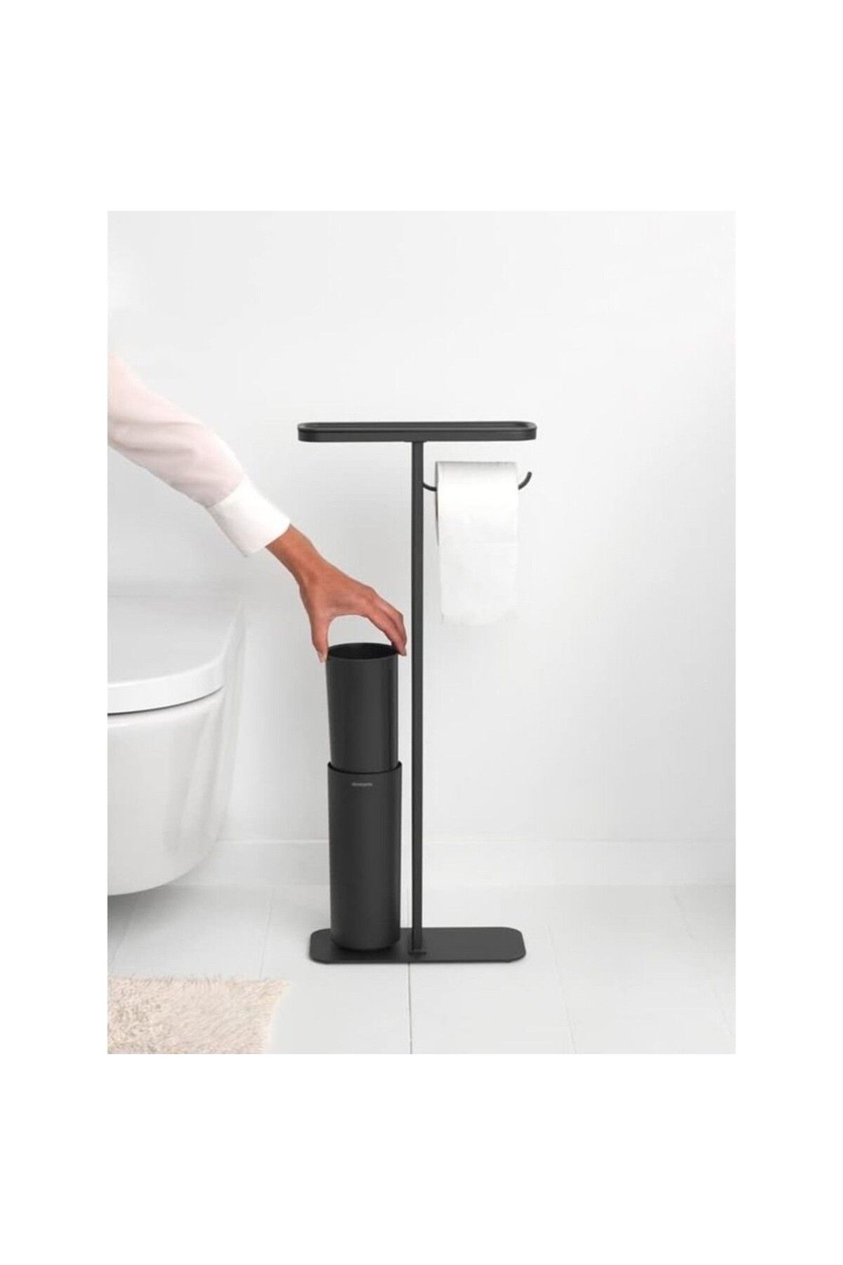 Brabantia Standlı Organizer Ayaklı Tuvalet Kağıtlık + Tuvalet Fırçası Mindset Mineral Koyu Gri Bkmdizayn