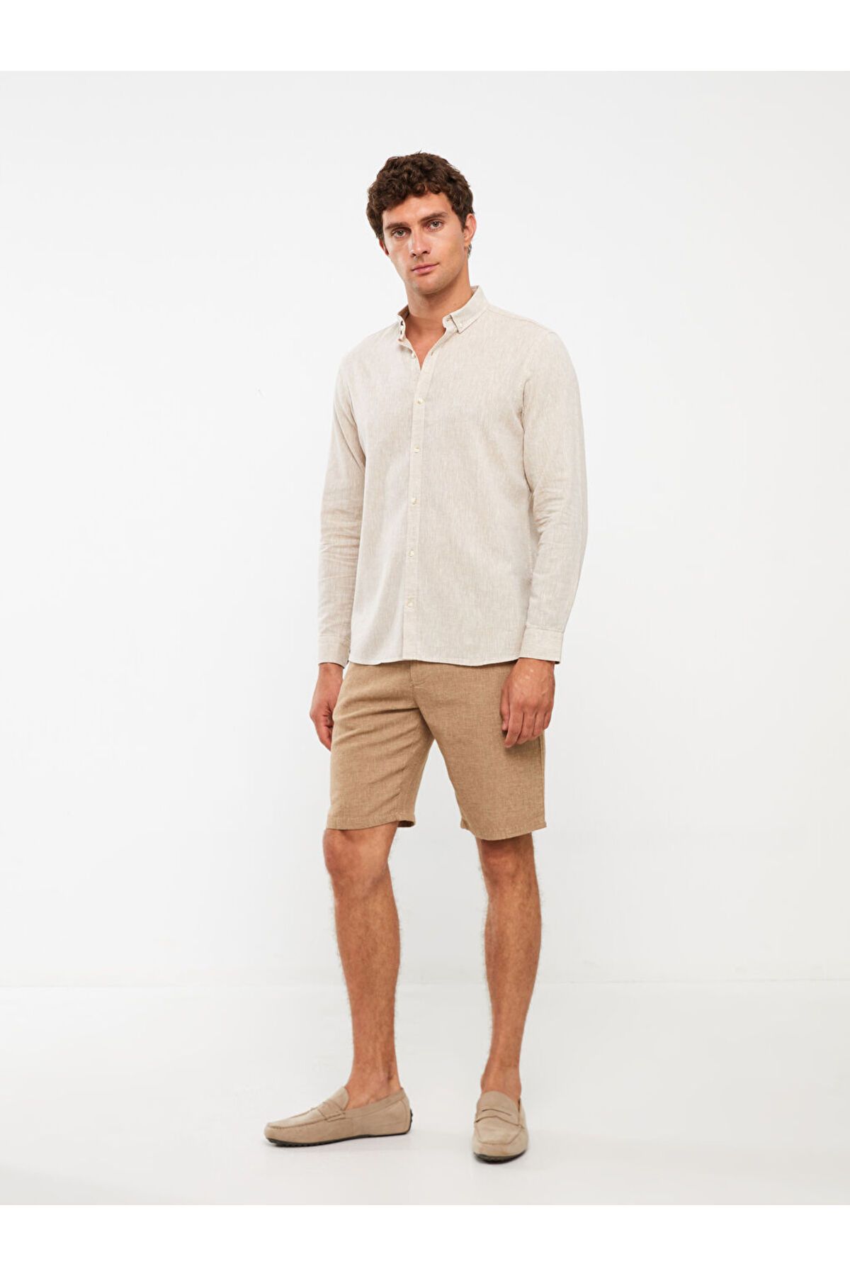 LC Waikiki Slim Fit Keten Karışımlı Karışımlı Erkek Şort