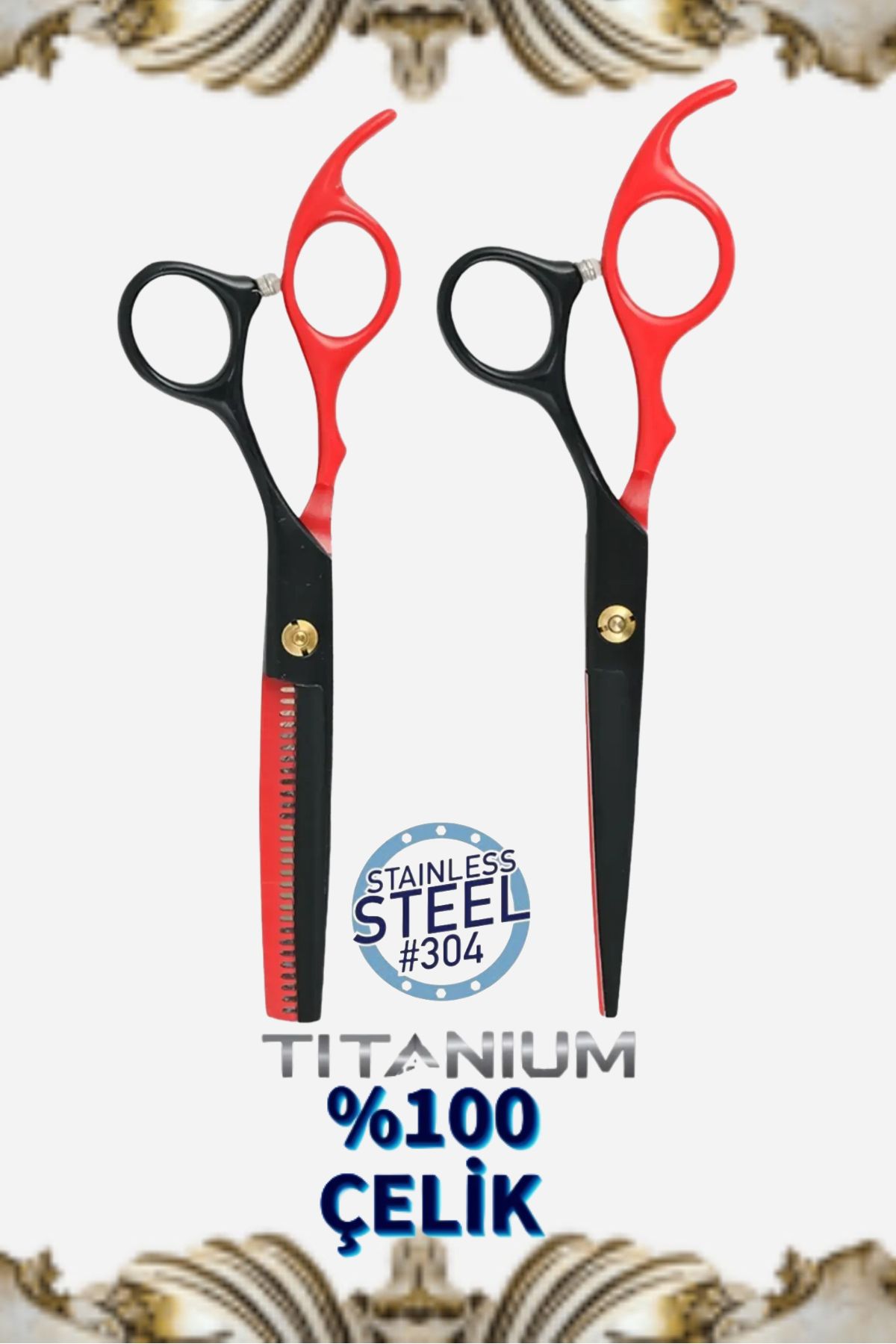 ESENLİWE 2 Parça Red Dragon Berber Makas Seti 17 cm 6.5 ınc Kuaför İmaj Seti