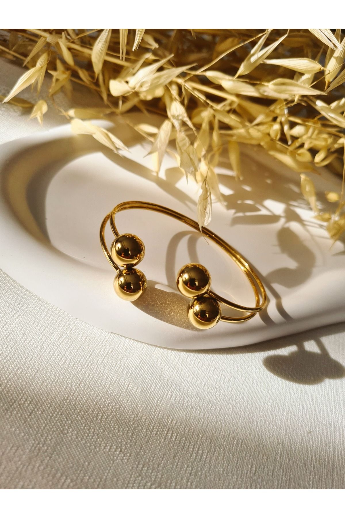 Mirage Design Gold Detaylı Çelik Bileklik 07