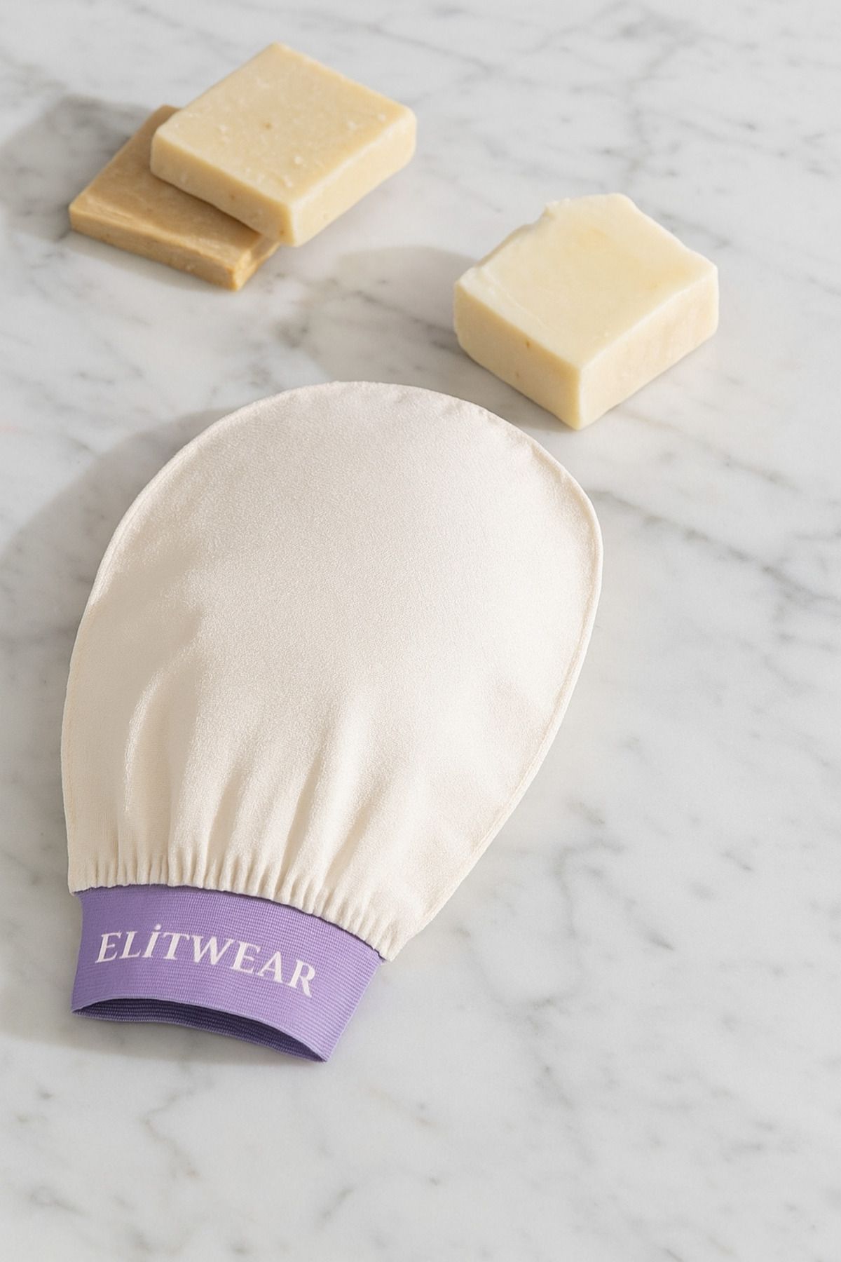ElitWear Ekru Banyo Duş Kesesi Peeling Eldiveni %100 Floş Ipek Premium Kadın Ve Erkekler Için