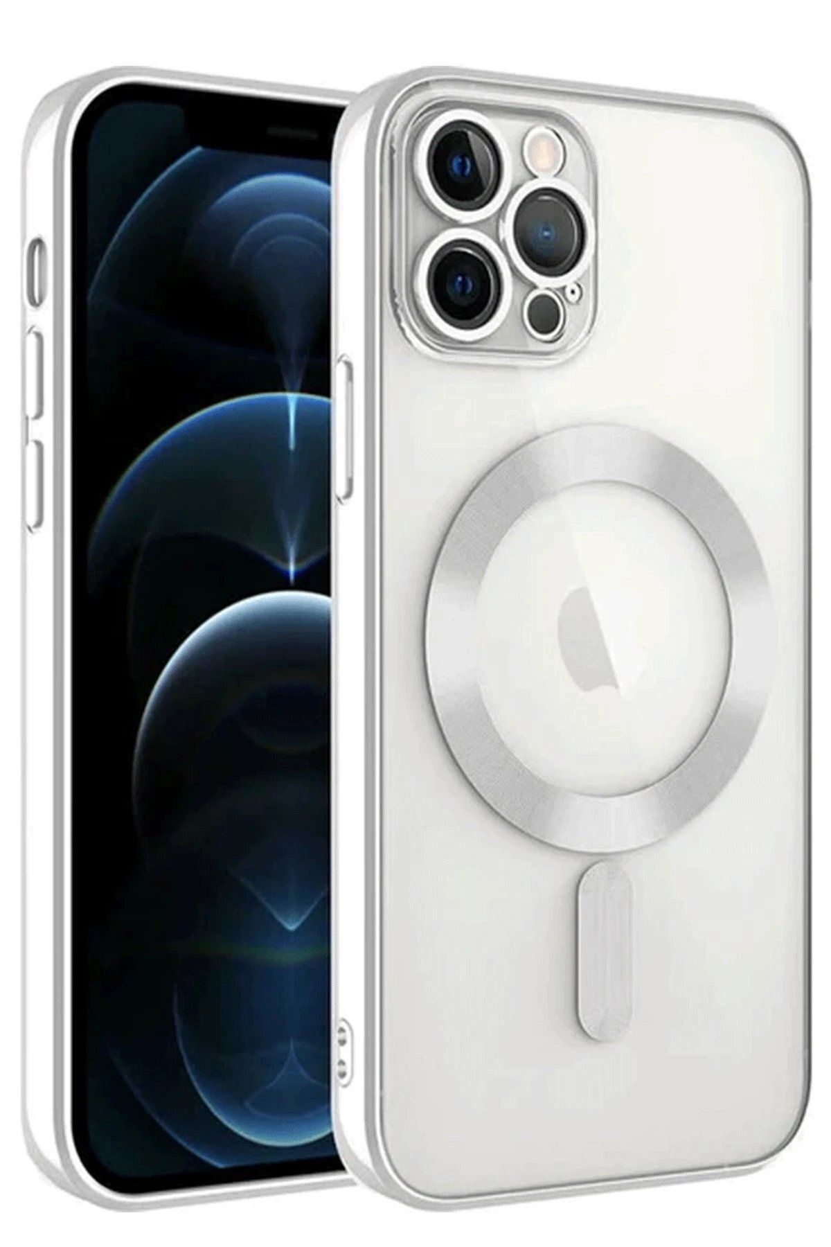 CepteToptan Newface iPhone 14 Pro Max Kılıf Kross Magneticsafe Kapak - Gümüş