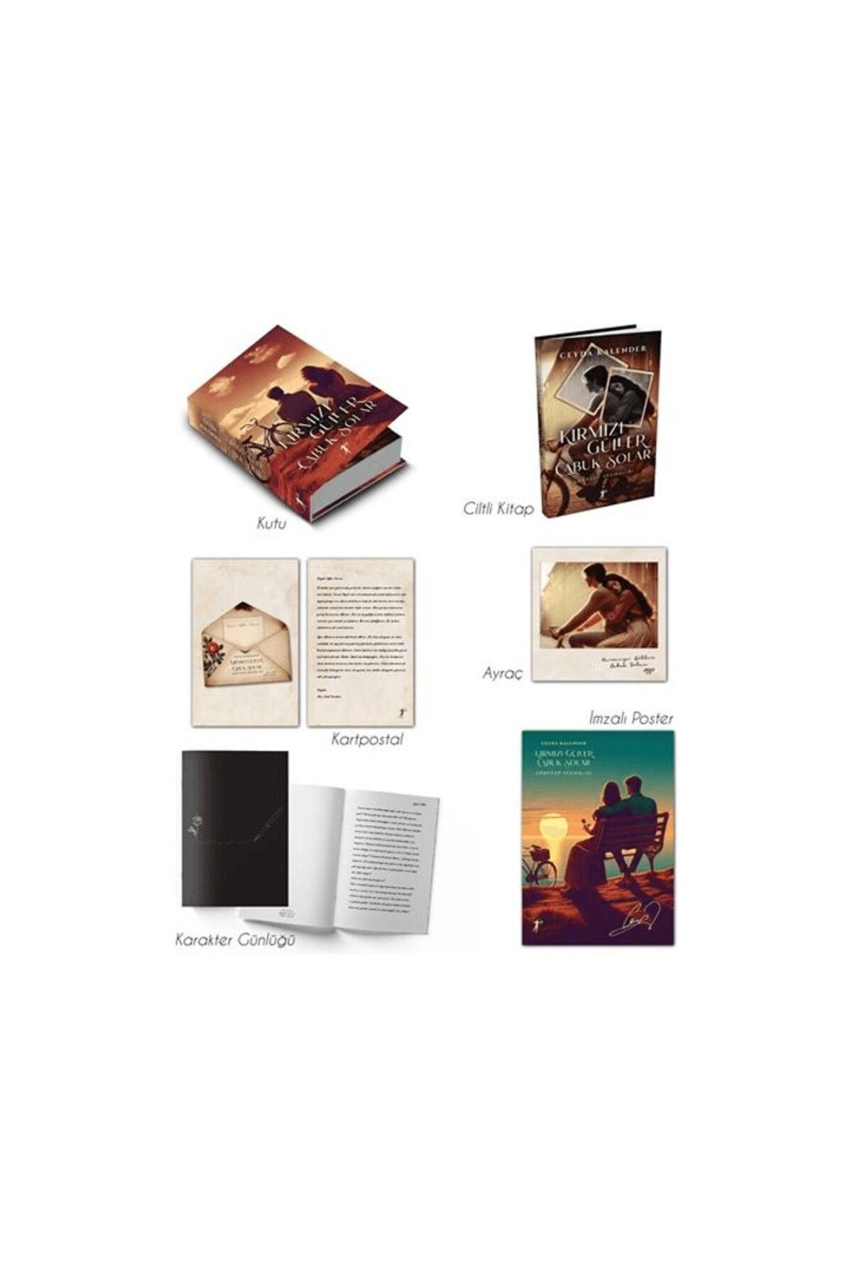 Artemis Yayınları Kırmızı Güller Çabuk Solar - Ceyda Kalender + Kartpostal - Karakter Günlüğü - Ayraç - İmzalı Poster