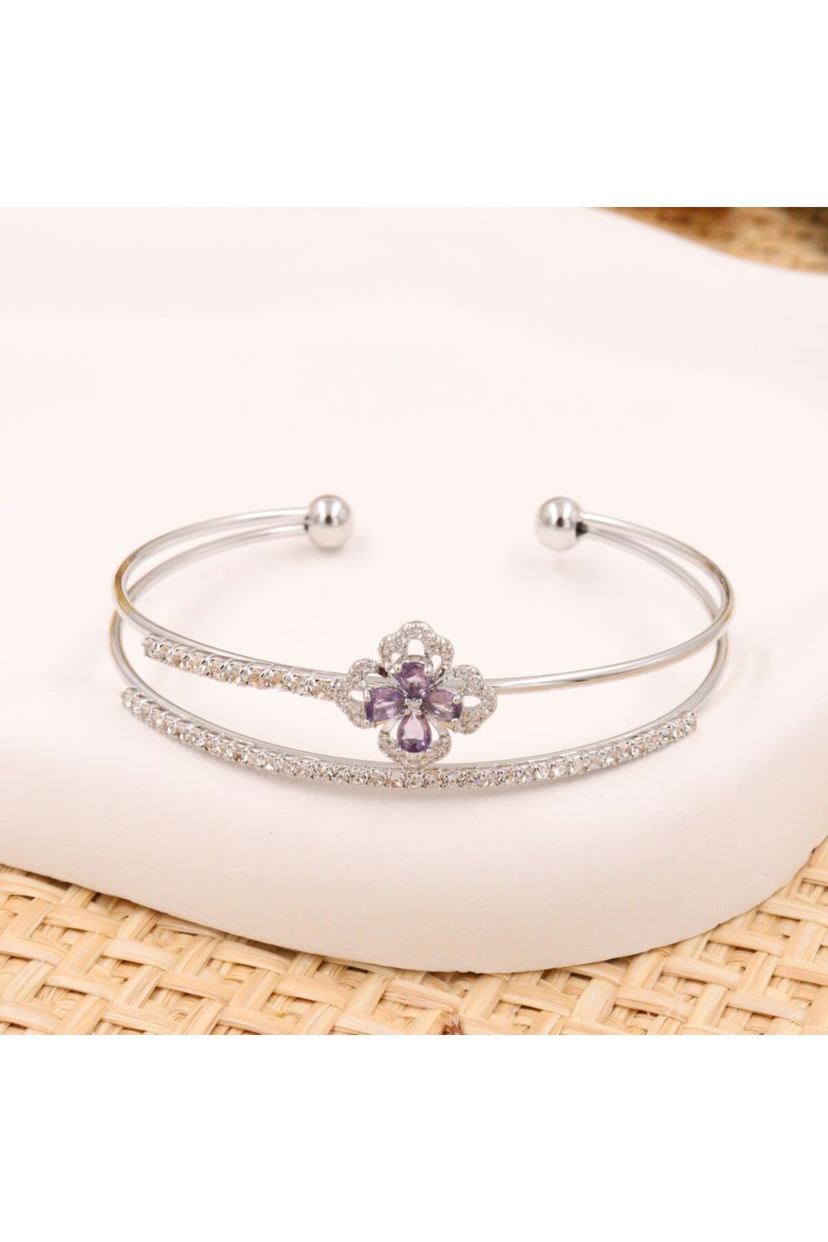 mercanjewelry VİP Mor Lotus Çiçek Detay Bileklik
