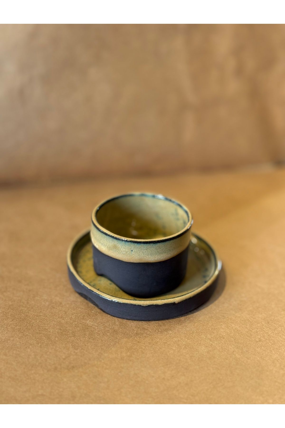 Kos art Studio Stoneware Tabaklı Türk Kahvesi Fincanı