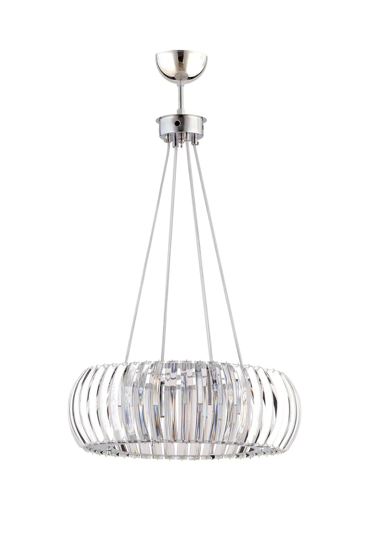 XİGENON Diamora Gümüş 40 Cm Kristal parlak taşlı yuvarlak şık tasarımlı avize