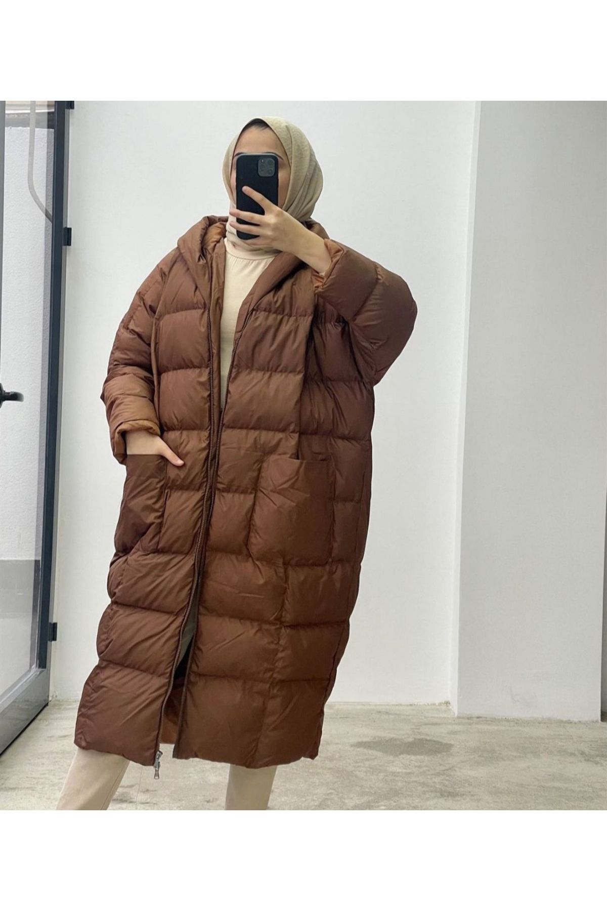 TOZLU OVERSIZE KAPŞONLU ŞİŞME MONT