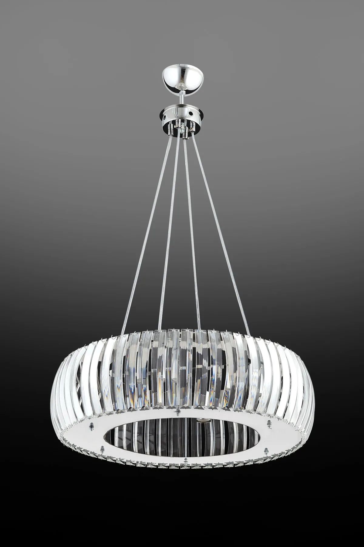 XİGENON Diamora Gümüş 50 Cm Kristal parlak taşlı yuvarlak şık tasarımlı avize