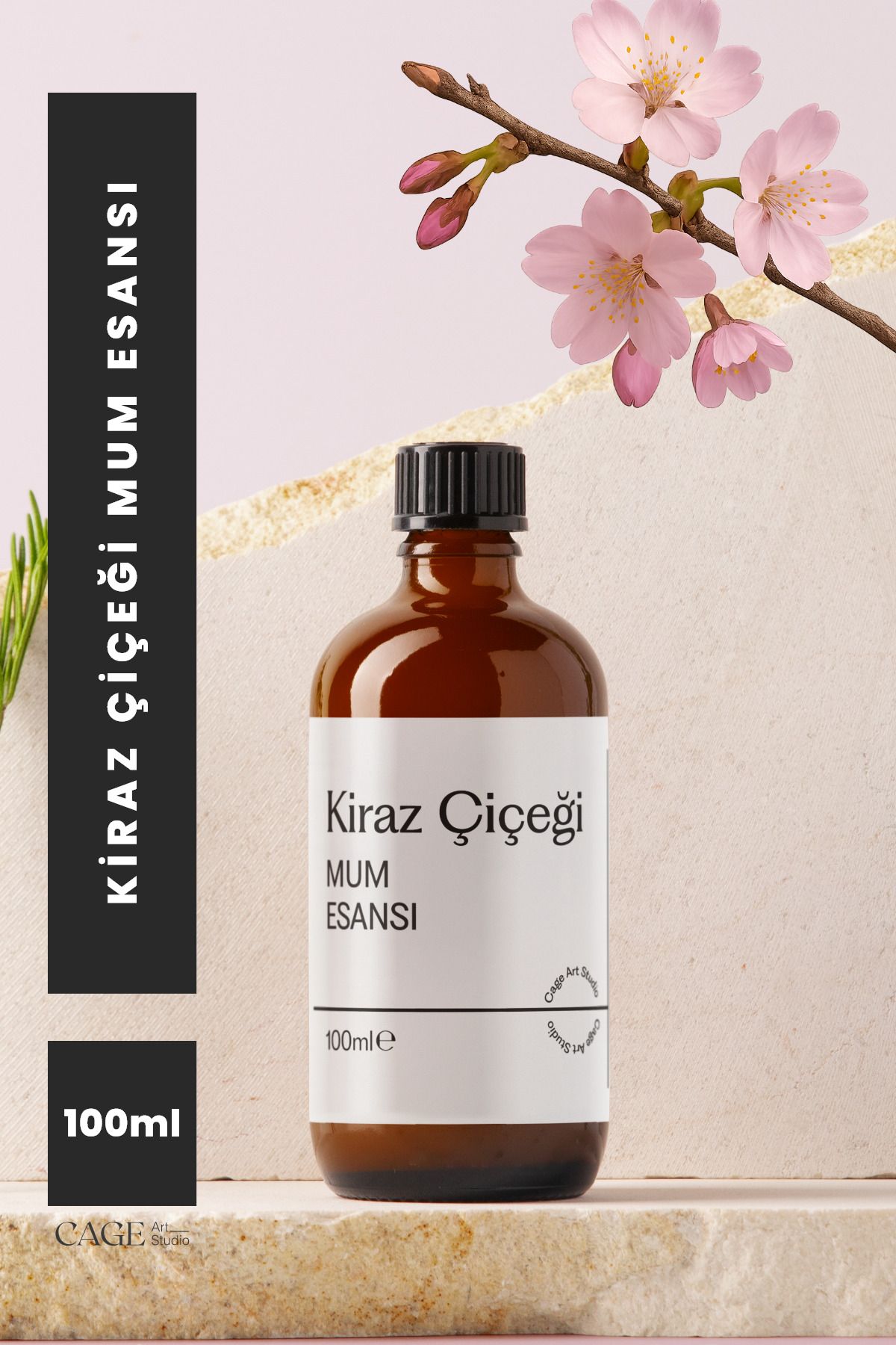 Cageartstudio Japon Kiraz Çiçeği Mum Esansı 100 Ml, Yüksek Kalite Mum Esansı, Mum Koku Esansı, Soya Wax Esansı