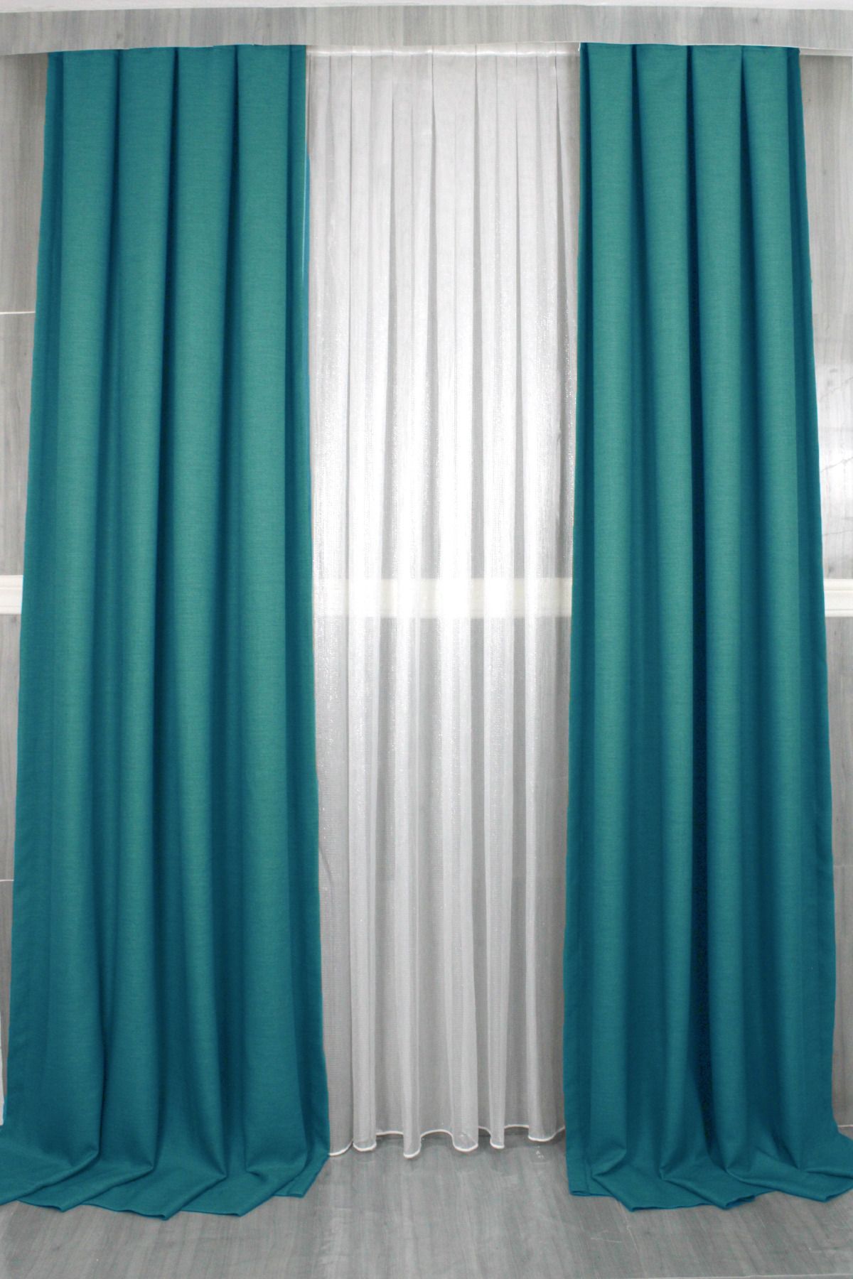 MebelPort Curtain Keten Fonluk Rüstik Ve Kornişe Uygun Düz Dikim