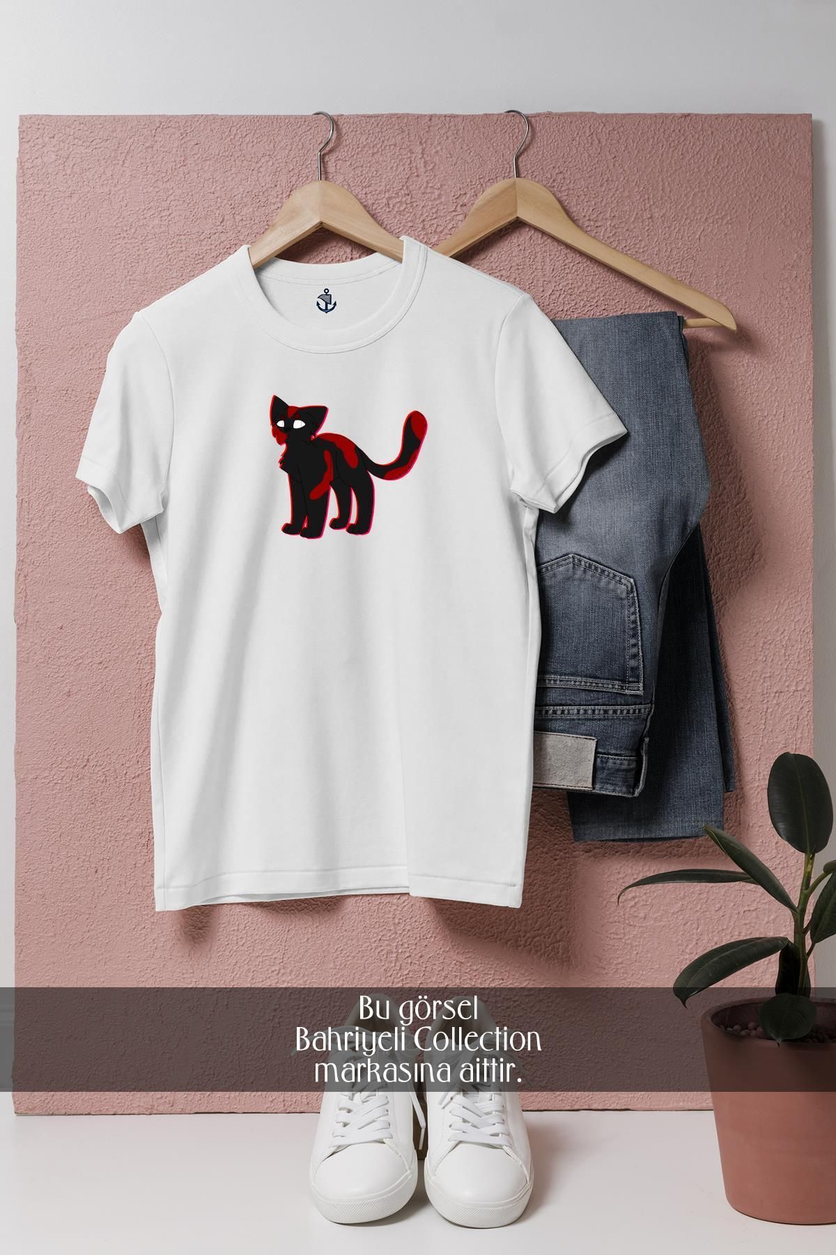 bahriyeli.jpeg Oversize Black Cat Kitten Whiskers Domestic Tasarımlı Unisex T-Shirt