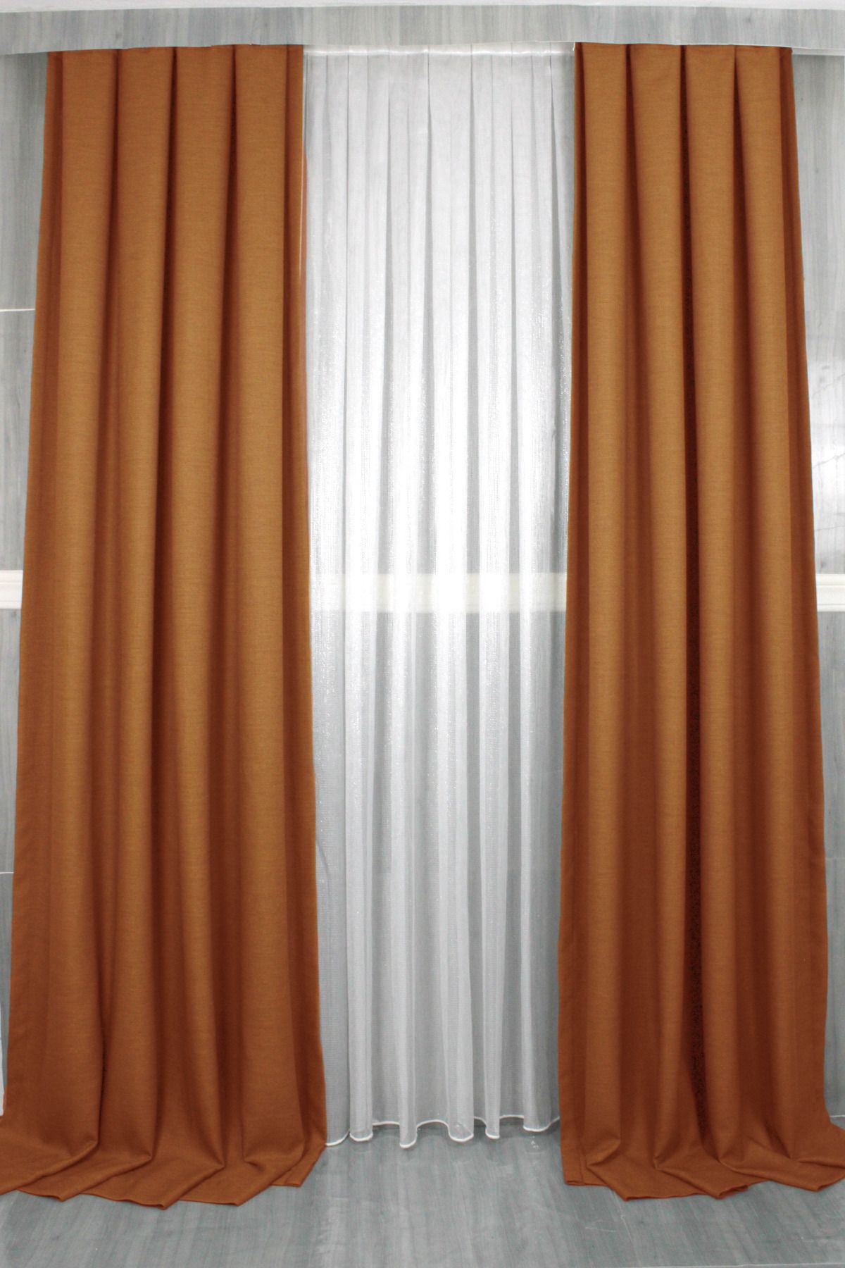 MebelPort Curtain Keten Fonluk Rüstik Ve Kornişe Uygun Düz Dikim