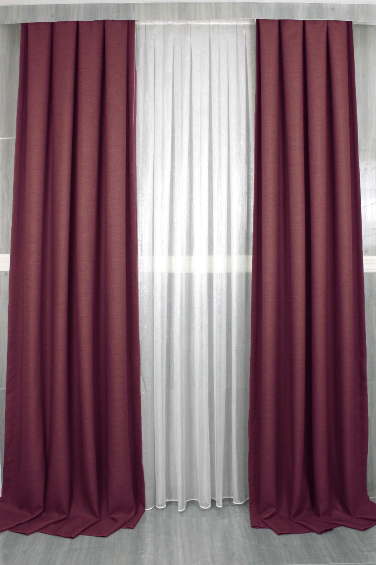 MebelPort Curtain Keten Fonluk Rüstik Ve Kornişe Uygun Düz Dikim