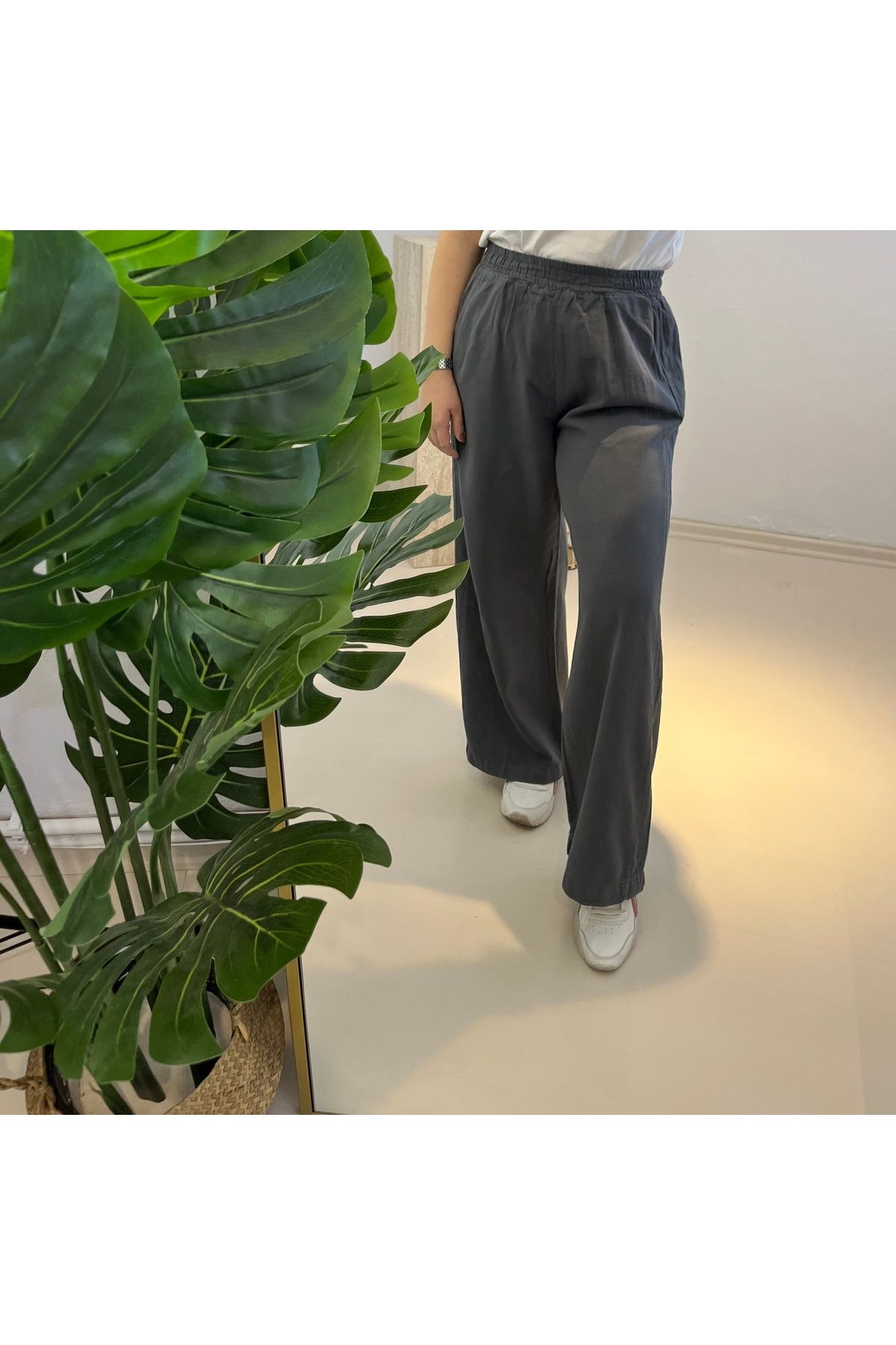 Butik Keten düz kesim pantolon