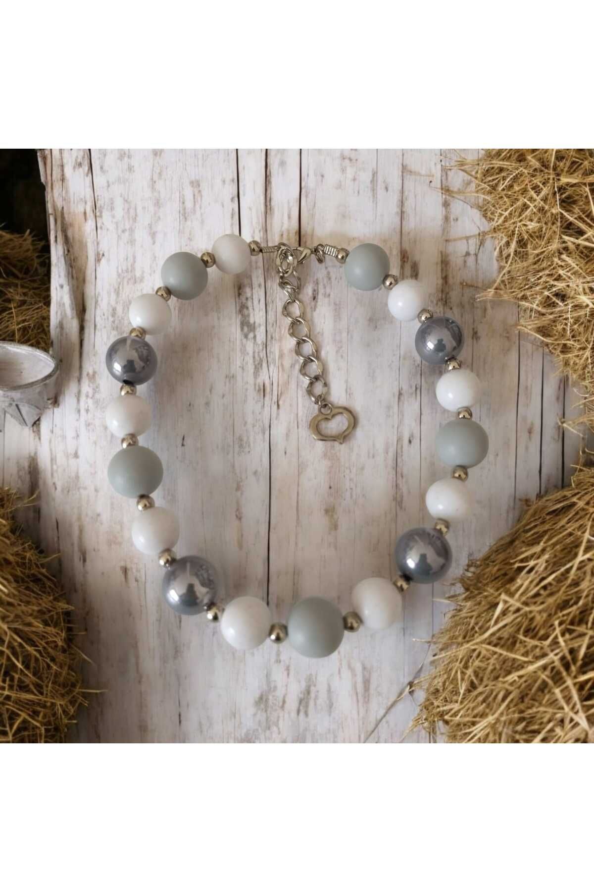 MandalinHome ÜÇ RENKLİ AKRİLİK TOP CHOKER KOLYE