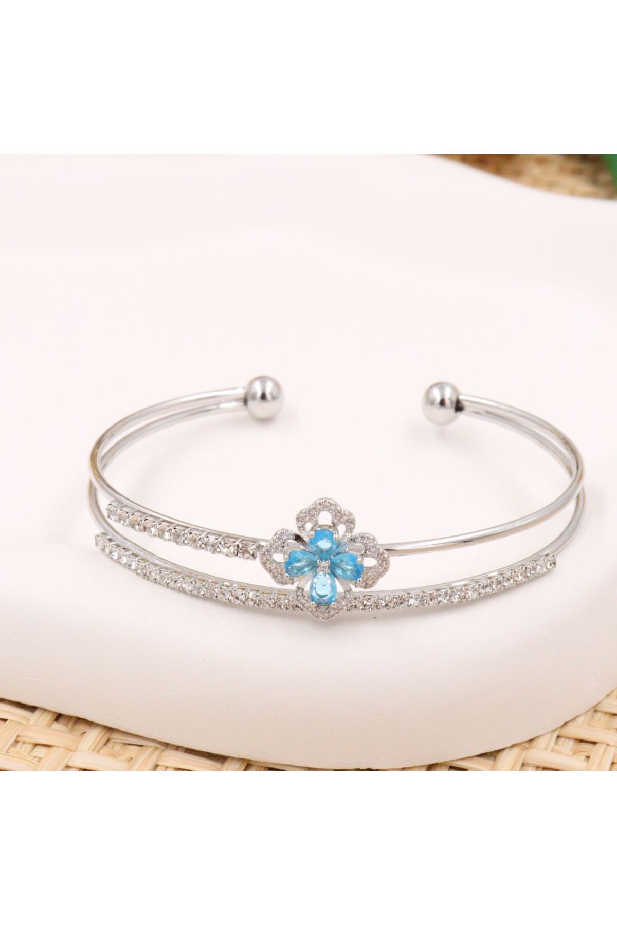 mercanjewelry VİP Mavi Lotus Çiçek Detay Bileklik