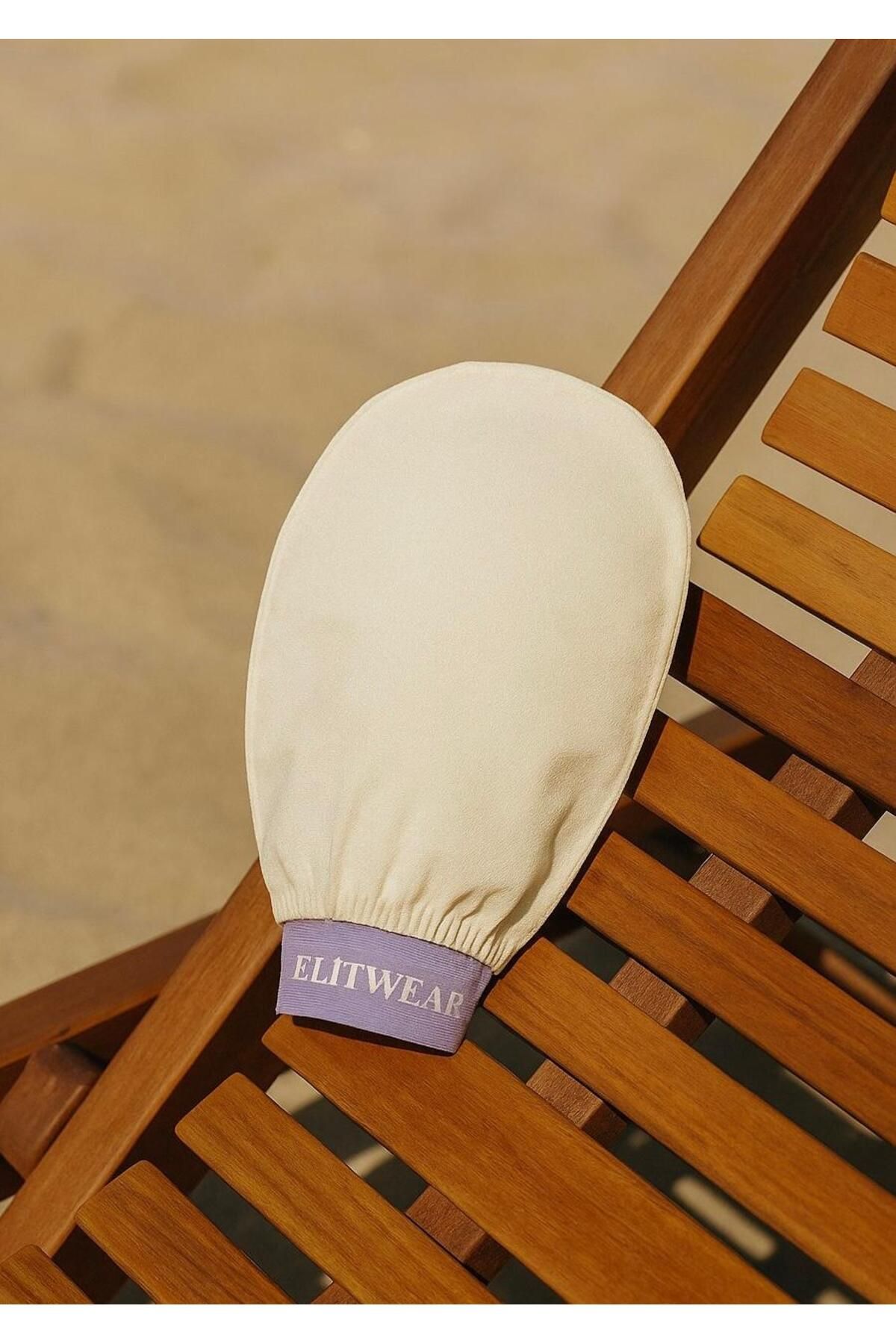 ElitWear Ekru Banyo Duş Kesesi Peeling Eldiveni %100 Floş Ipek Premium Kadın Ve Erkekler Için
