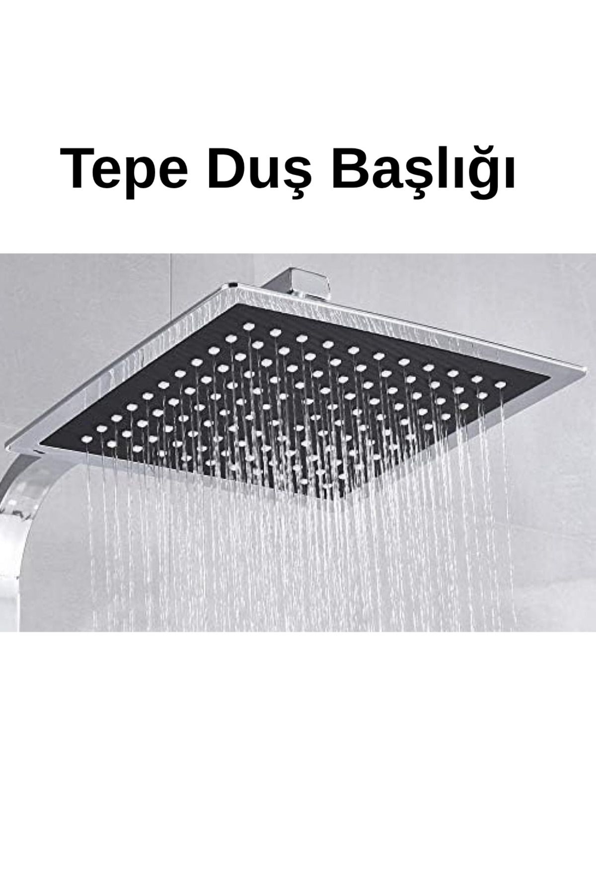 KAVİTİCARET Kare Siyah Krom Abs Sert Plastik Malzeme Yağmurlama Tepe Duş Başlığı (Sadece Tepe Başlık)