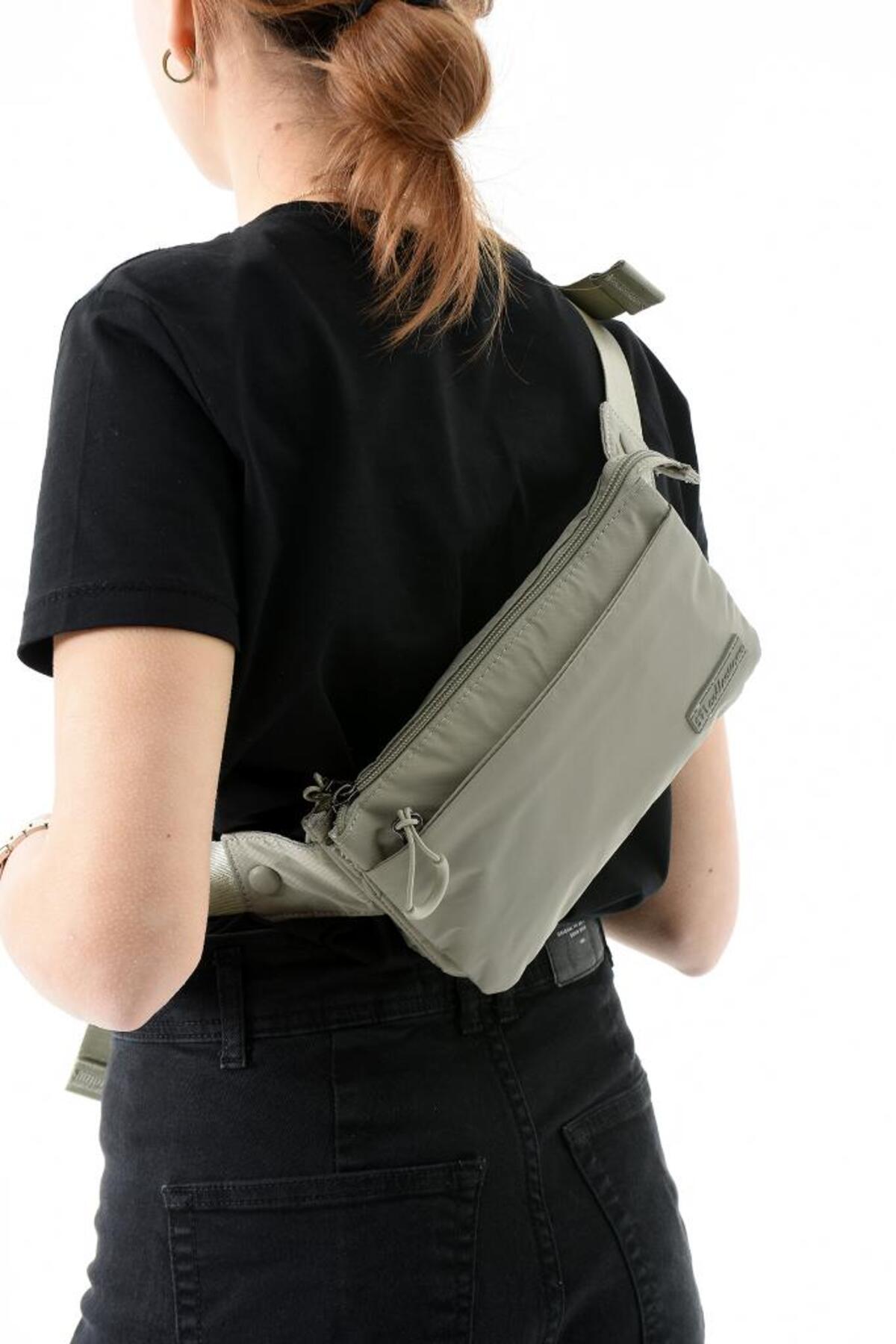Baginn Unisex Bel Çantası Free Bag Paraşüt Kumaş Hafif Yağmur Geçirmez Kumaş Çok Cepli Body Bag 23*12 Cm görsel 2