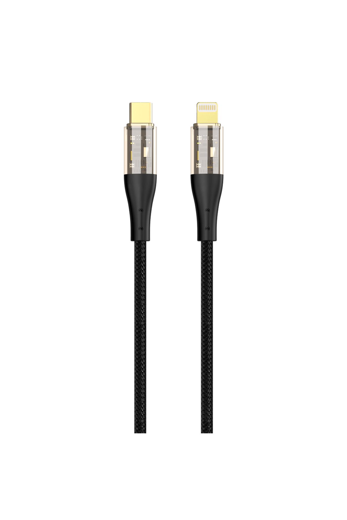 Phixi Force Cb421 60w Type-C to Lightning Hasır Örgü Transparan Şarj Ve Data Kablosu