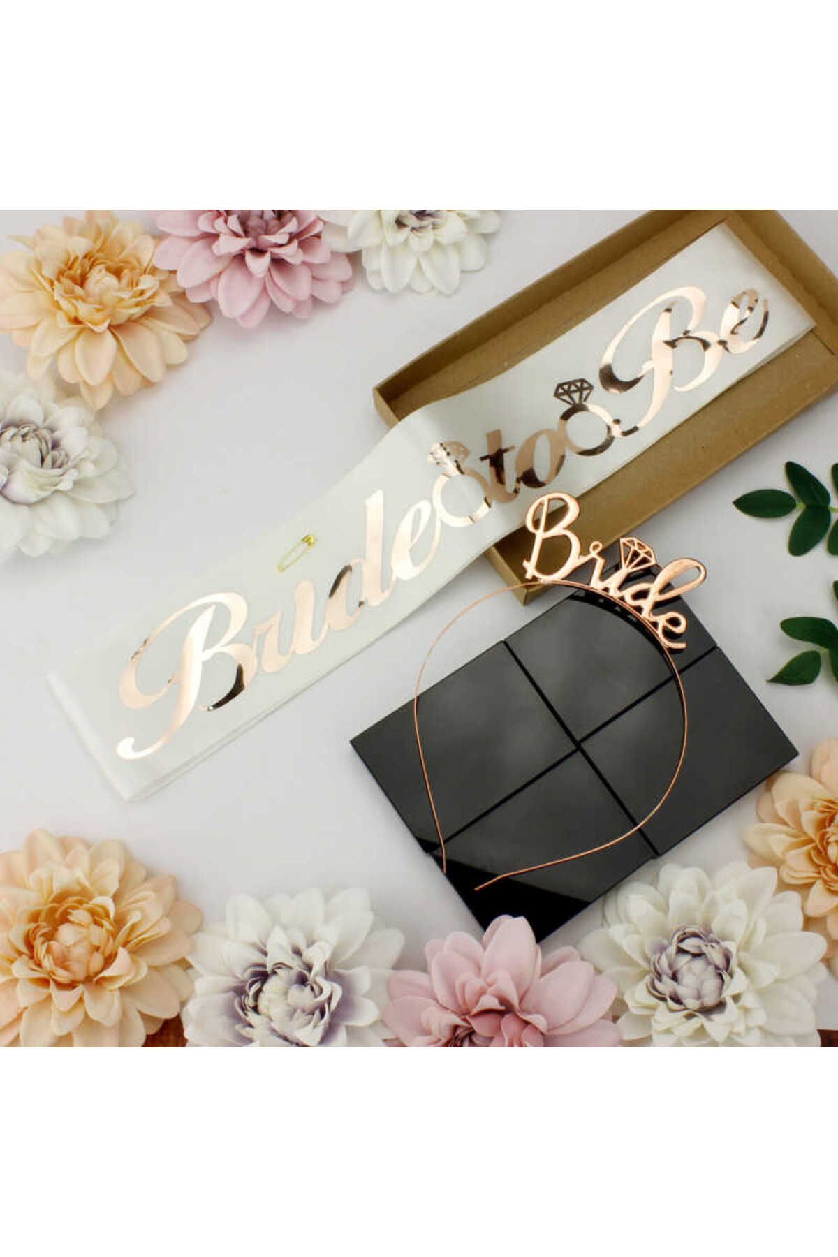 PartAntalya Rose Gold Bride To Be Taç Ve Kuşak Set