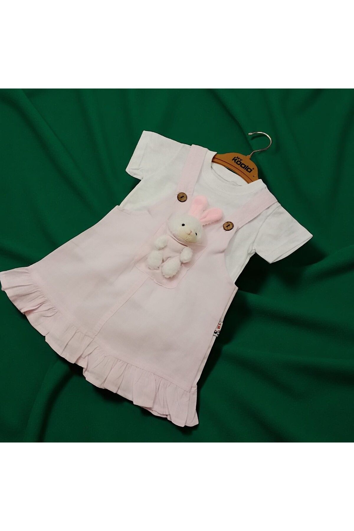 Bublykids Oyuncak Tavşanlı Renkli Bebek Jile Pembe Bebek Elbise Oyuncaklı Bebek Elbise 2 li Pembe Elbise