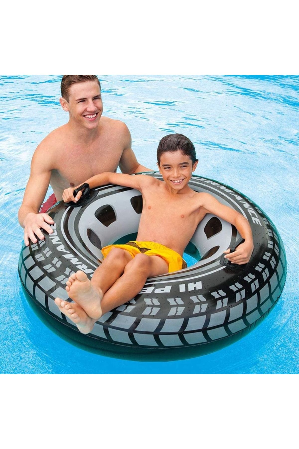 Shoplandu Dayanıklı Araba Lastiği Tekerlek Desenli Tutmaçlı Jumbo Simit 114 cm