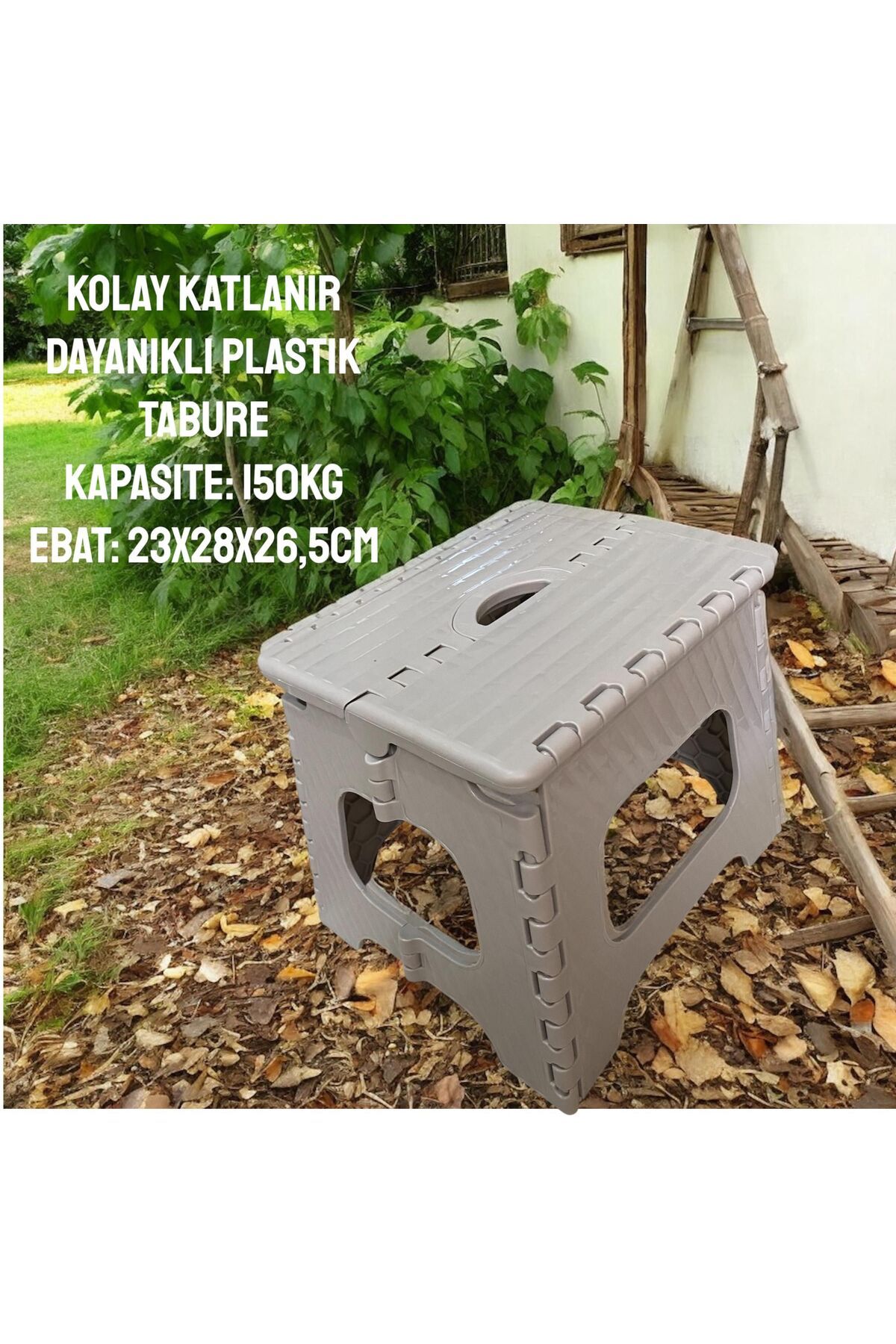 HOLLYHOME Katlanır Tabure Taşınabilir Lüks Plastik Kamp Banyo Mutfak Tabure 150kg 23x28x26,5cm