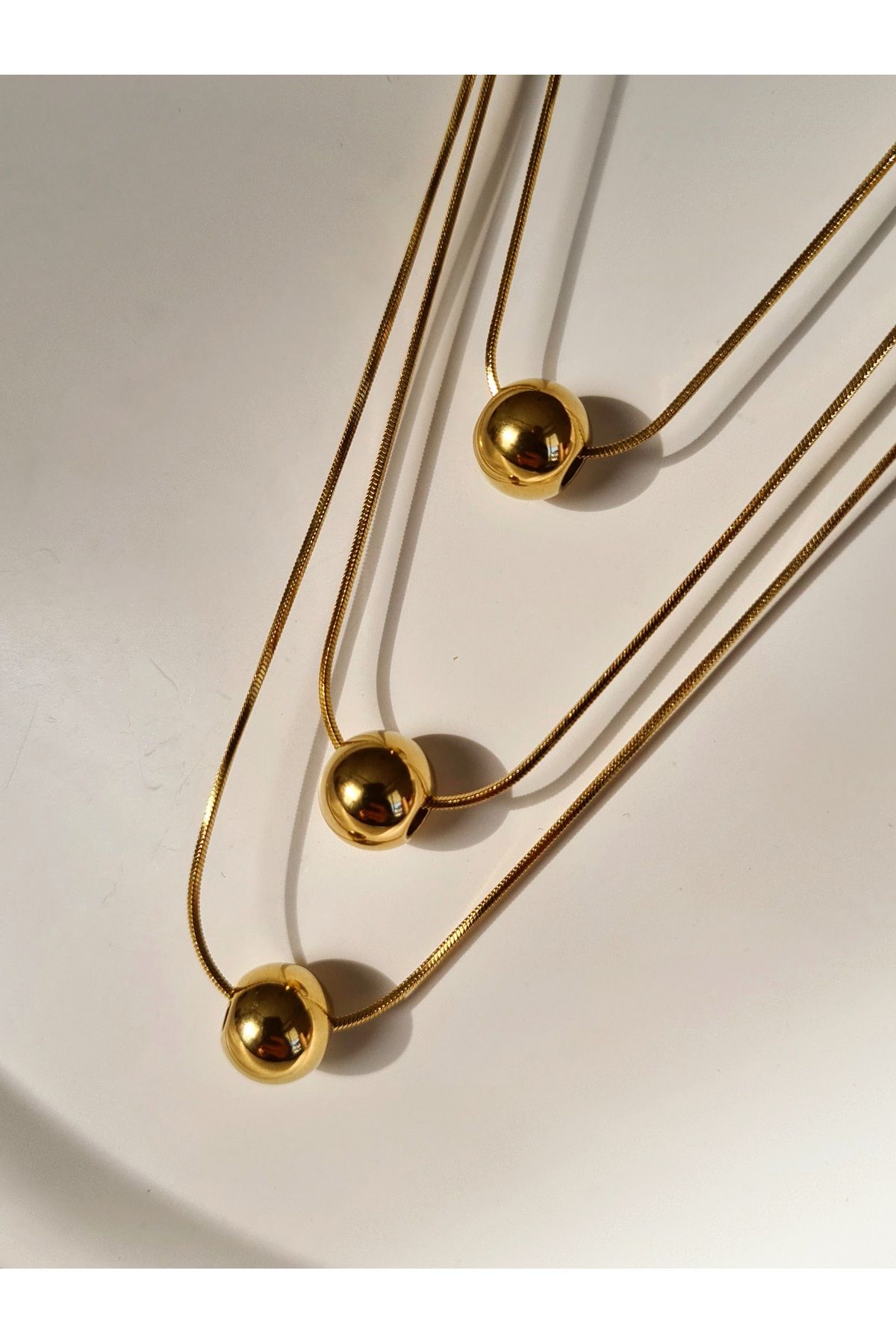 Mirage Design Gold Detaylı Çelik Kolye 18
