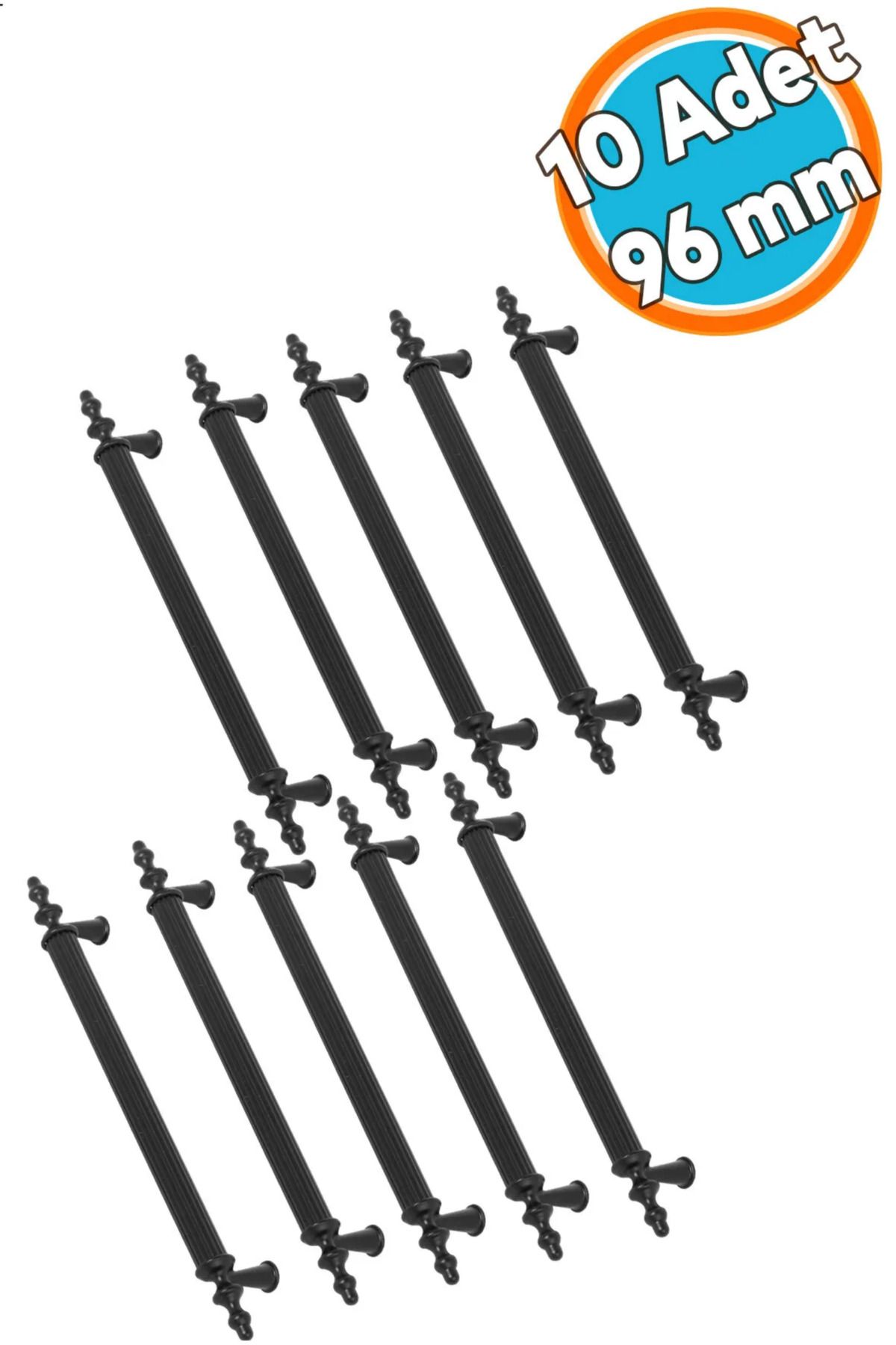 HOME ZDK AWM (10 ADET) Çekmece Dolap Kapak Kulpu Kulbu 96 mm Mat Siyah Metal Kulp