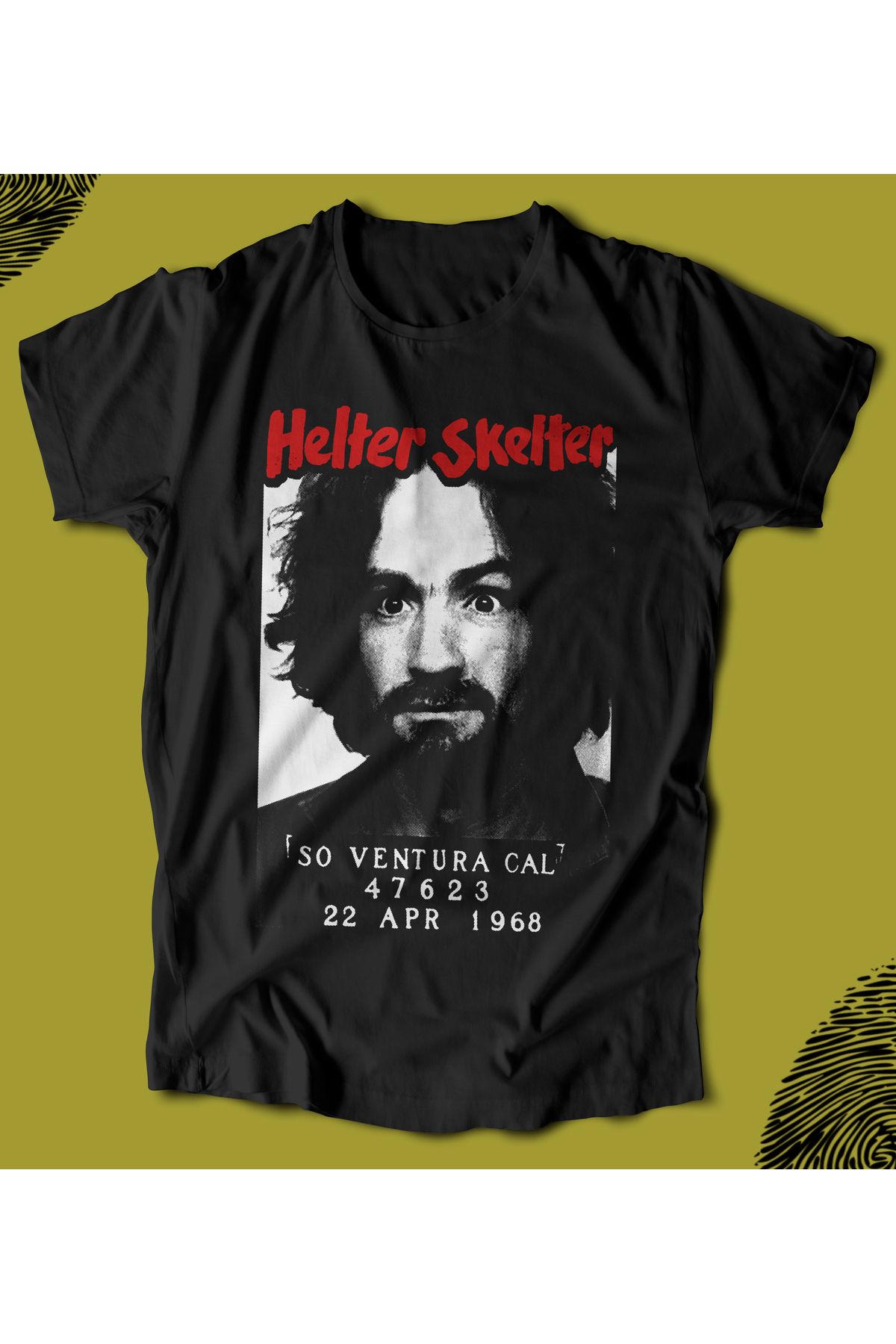 BUTSHIRT BU Tişört 'Helter Skelter - Charles Manson' Regular-Fit' Unisex Tişört