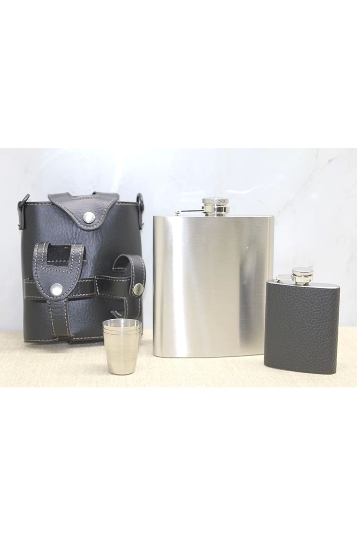 shop Deri Kılıflı Matara Seti Alk3930