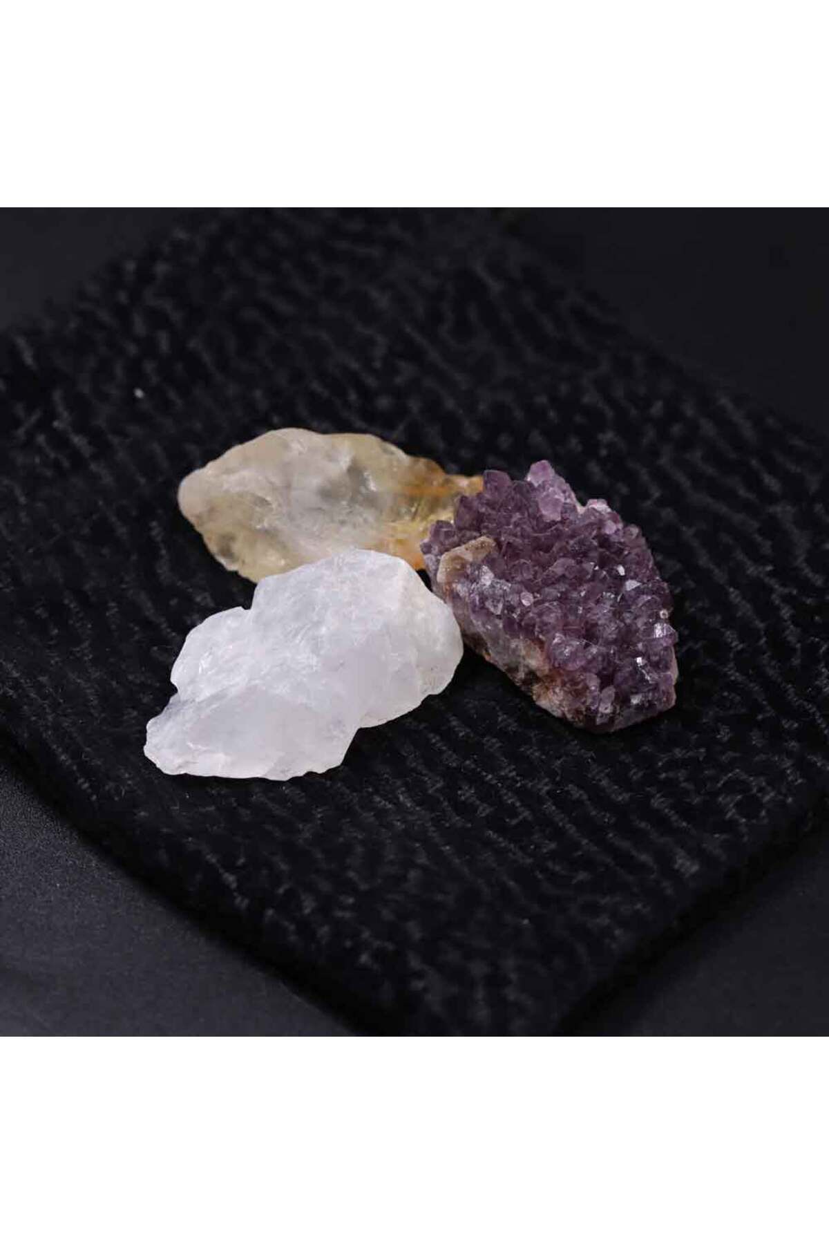 Elioure Doğal Ametist, Sitrin ve Ay Taşı 3'lü Ham Kütle Set, 15-25gr, Karışık