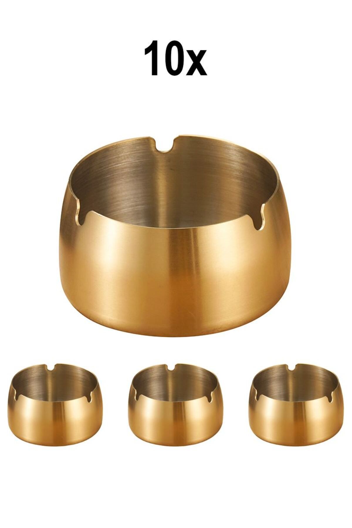 Falconetti 10 Adet Çelik Gold 8cm Kafe Restaurant Lokanta Yuvarlak Kül Tablası Küllük mt173