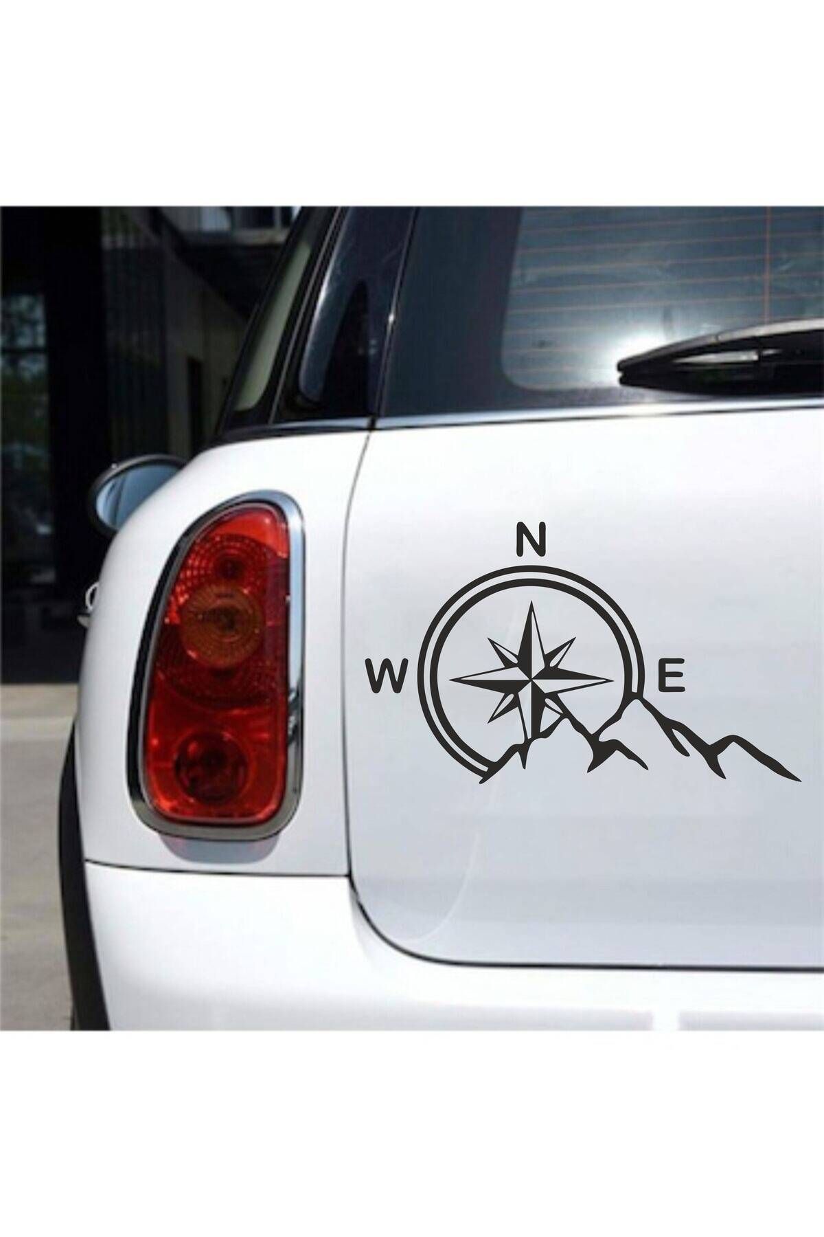 hediyenebak Pusula Dağ Araç, Araba, Oto, Motorsiklet, Kask, Laptop, Cam Sticker 25x15 cm