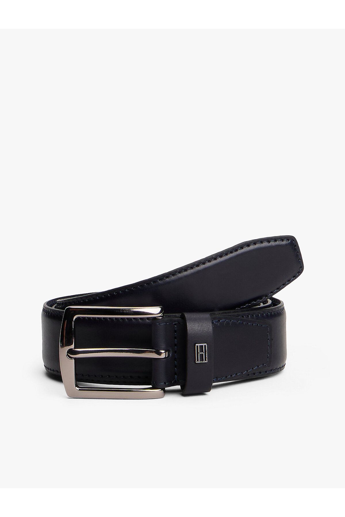 Tommy Hilfiger Denton Flag Plaque Leather Belt