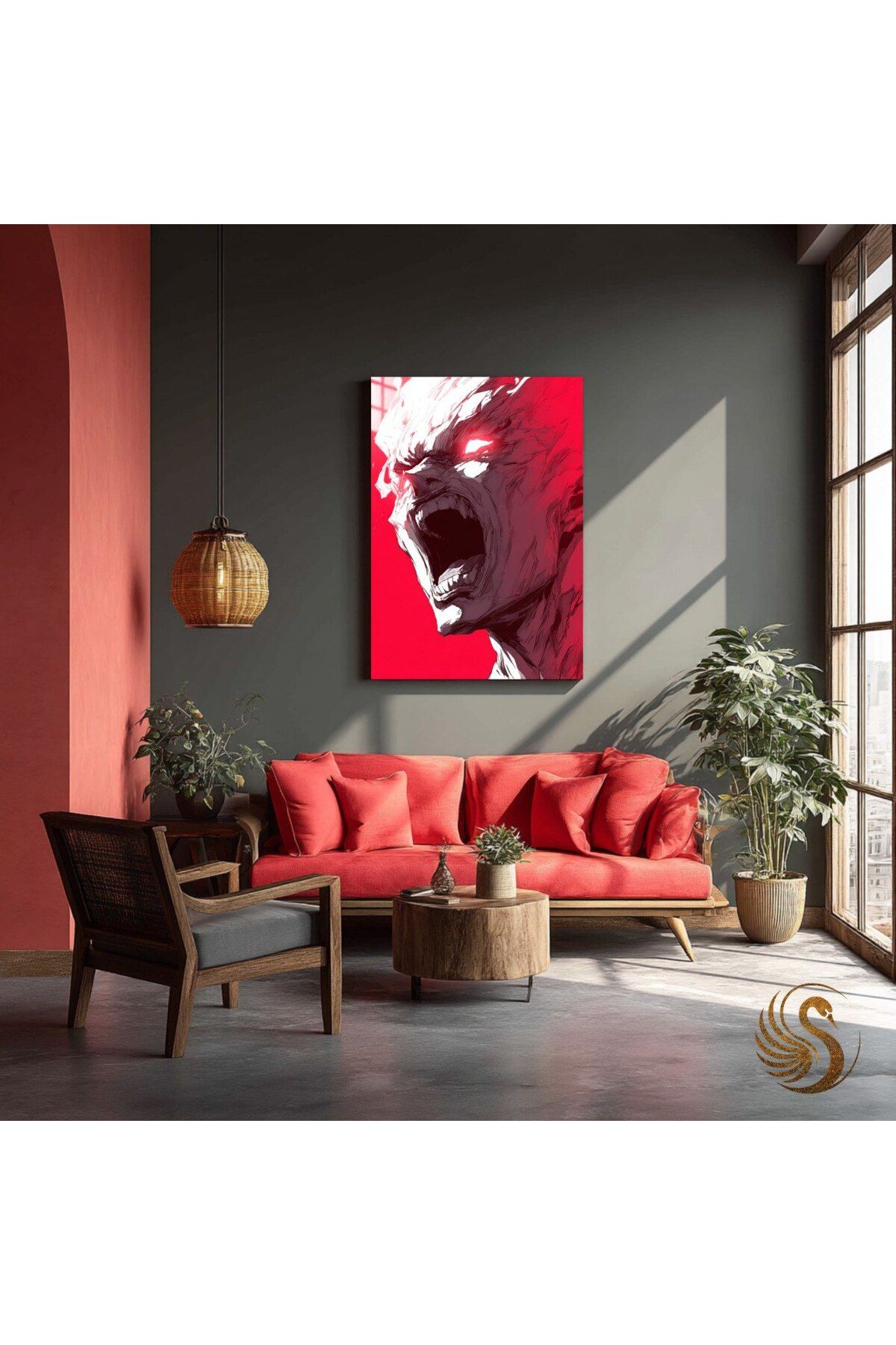 Lora Loom Anime Metal Poster – Garou | One Punch Man Duvar Dekoru, Otaku Hediyesi, Kırmızı Güç Temalı