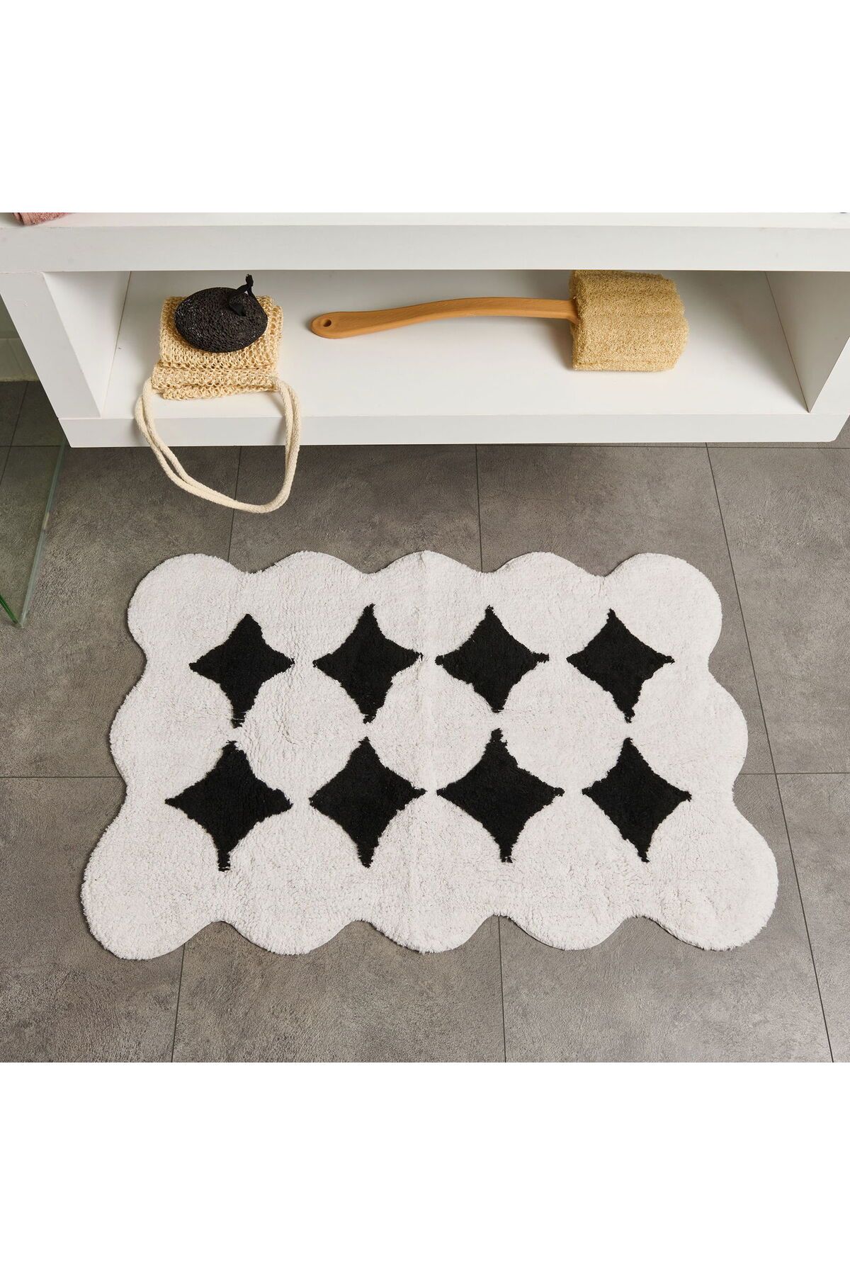 MATMEL Soft Elegant Curves Tufting Banyo Paspası - Siyah - 60x90 cm