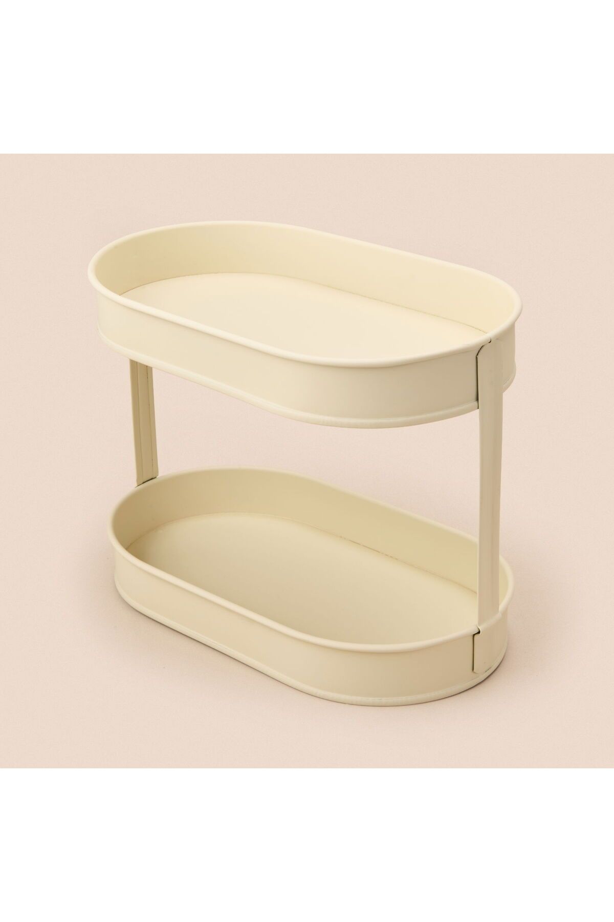 ASPARTAM Bath 2 Katlı Oval Organizer - Krem - 32,5x19 cm