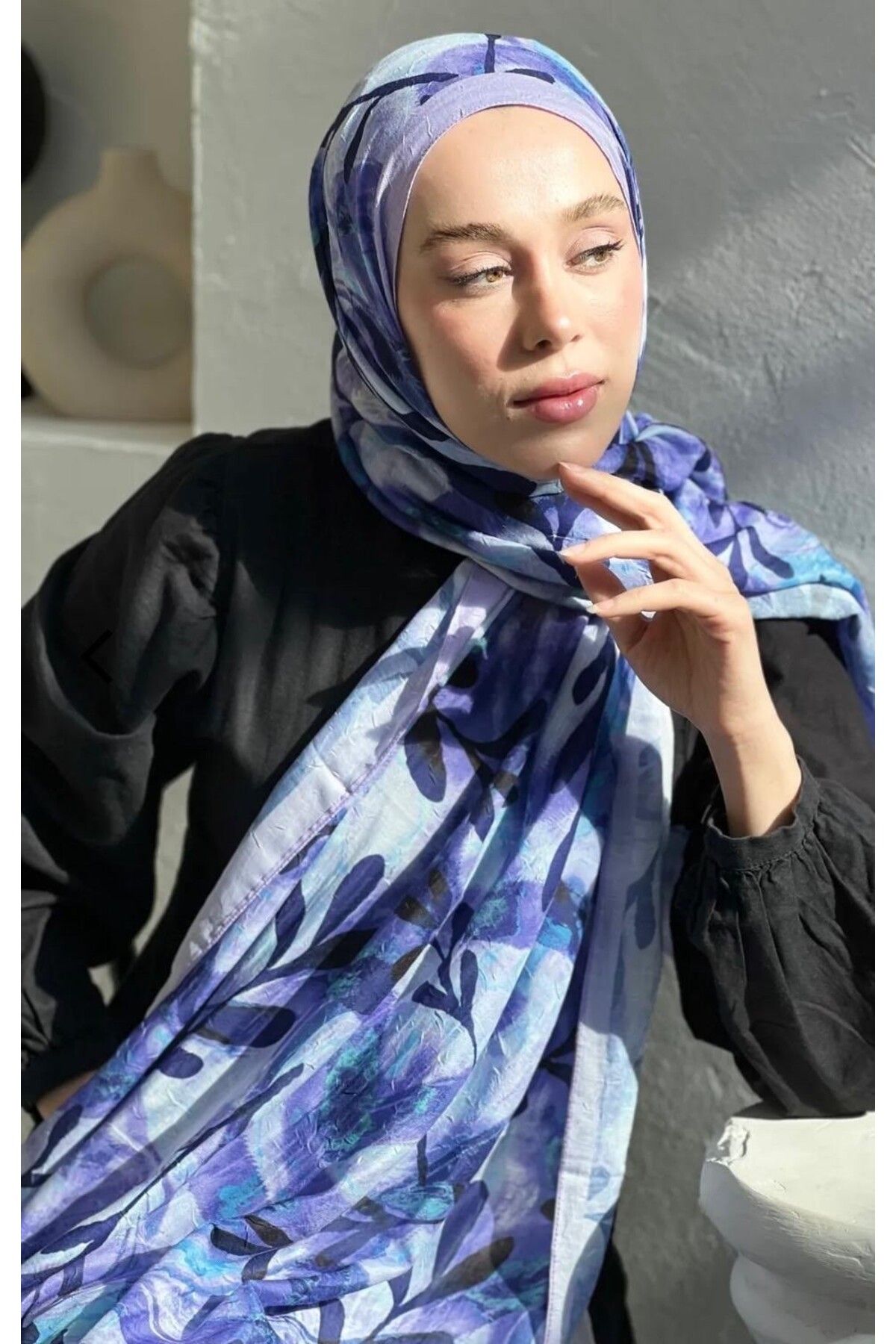 YALENA SCARF Yaprak Desen Bambu Şal