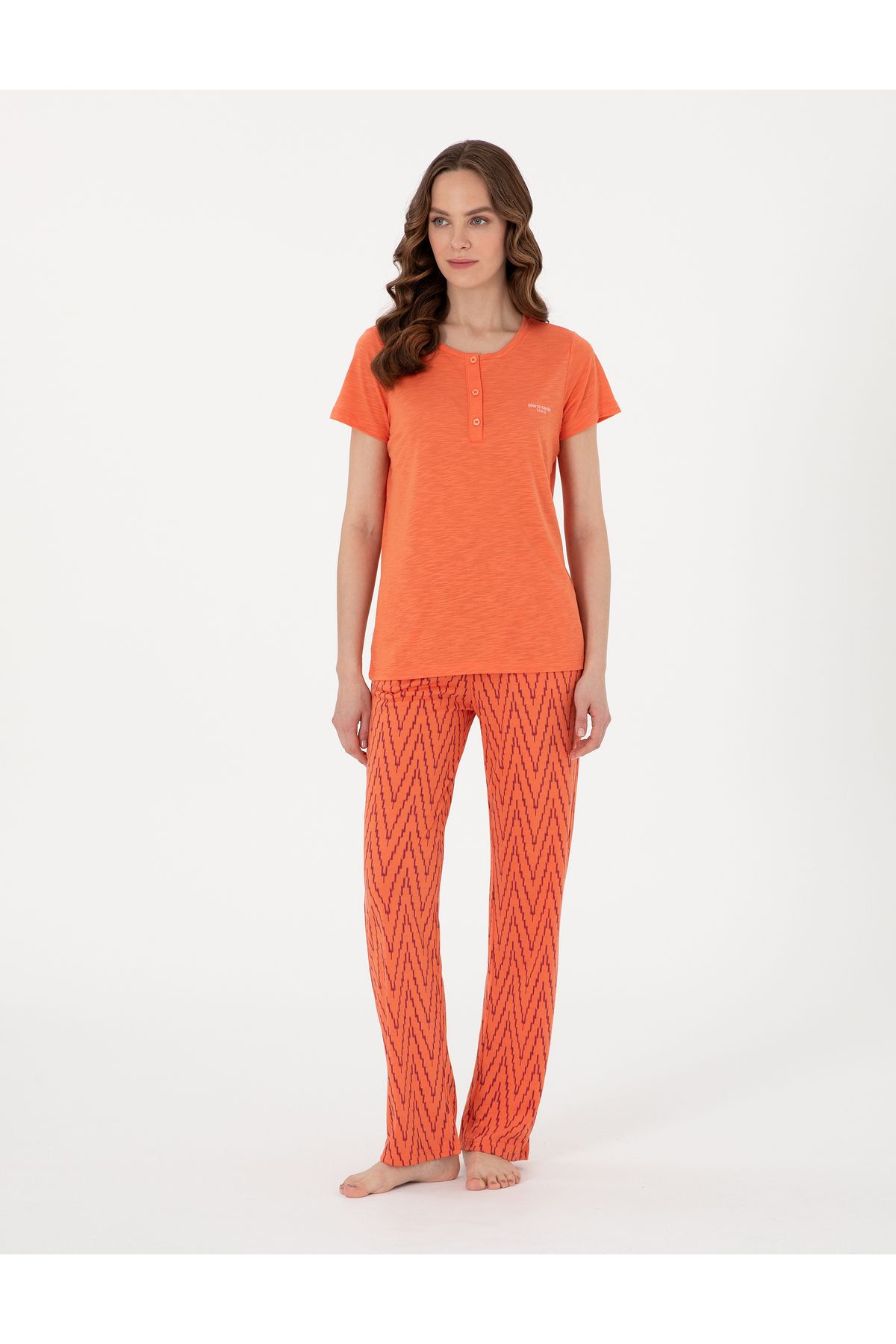 Pierre Cardin Turuncu Kısakollu Pijama Takımı 50318996-VR051