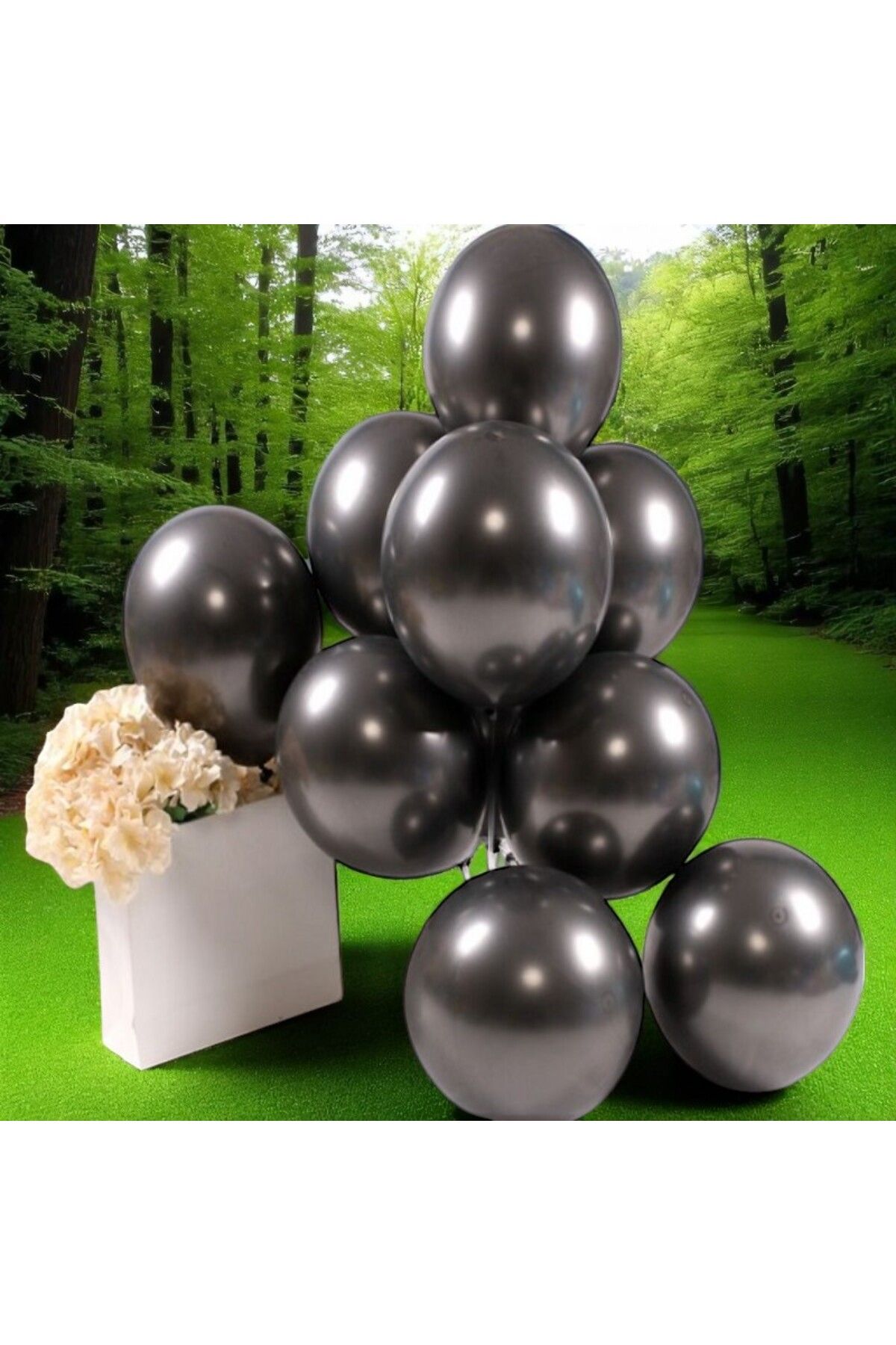 Kuzey 25 ADET SİYAH KROM BALON PARLAK METALİK KROM SİYAH BALON HELYUM GAZINA UÇAN BALONA UYGUNDUR