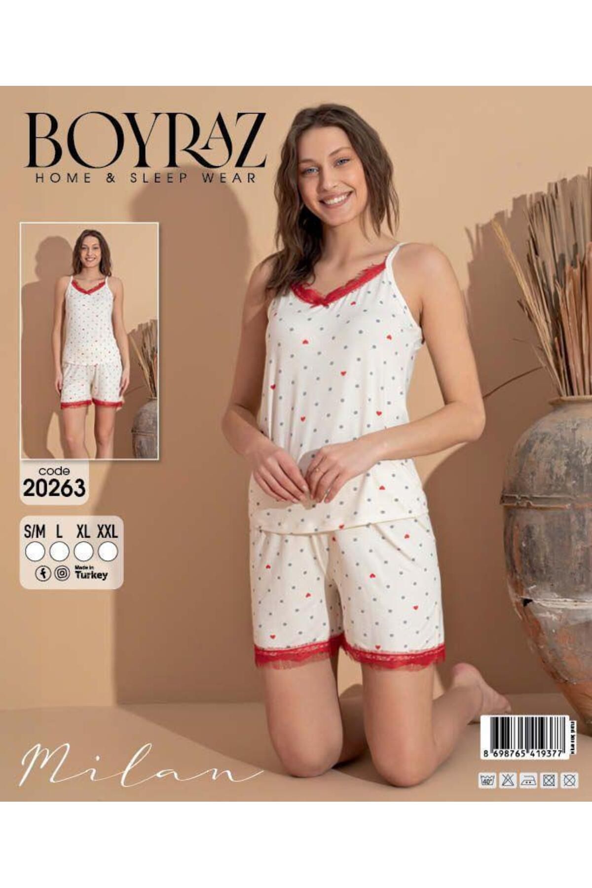 BOYRAZ EKRU INCE ASKILI MILAN KUMAŞ YAZLIK PIJAMA TAKIMI