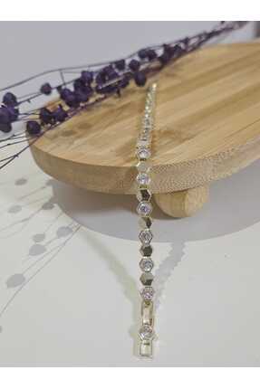 1881 STORE Zirkon Taşlı Altın Çelik Bileklik ( 18 + 2 cm )