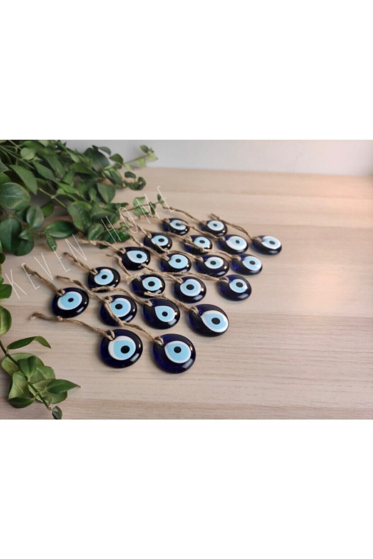 Elioure 20 adet mavi cam boncuk, 4cm delikli dekoratif süsleme aksesuarı