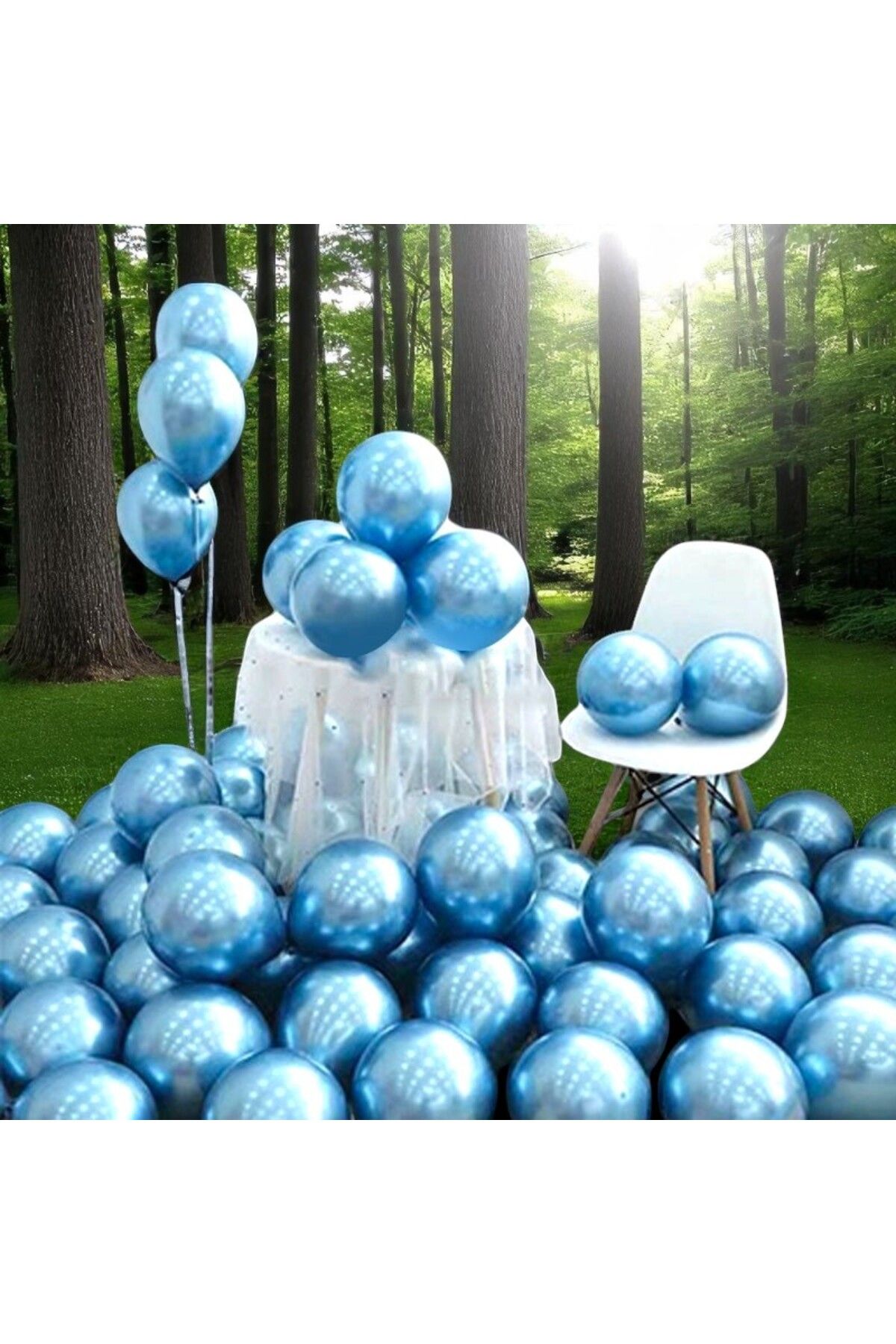 Kuzey 25 ADET AÇIK MAVİ KROM BALON PARLAK METALİK KROM AÇIK MAVİ BALON HELYUM GAZINA UÇAN BALONA UYGUNDUR